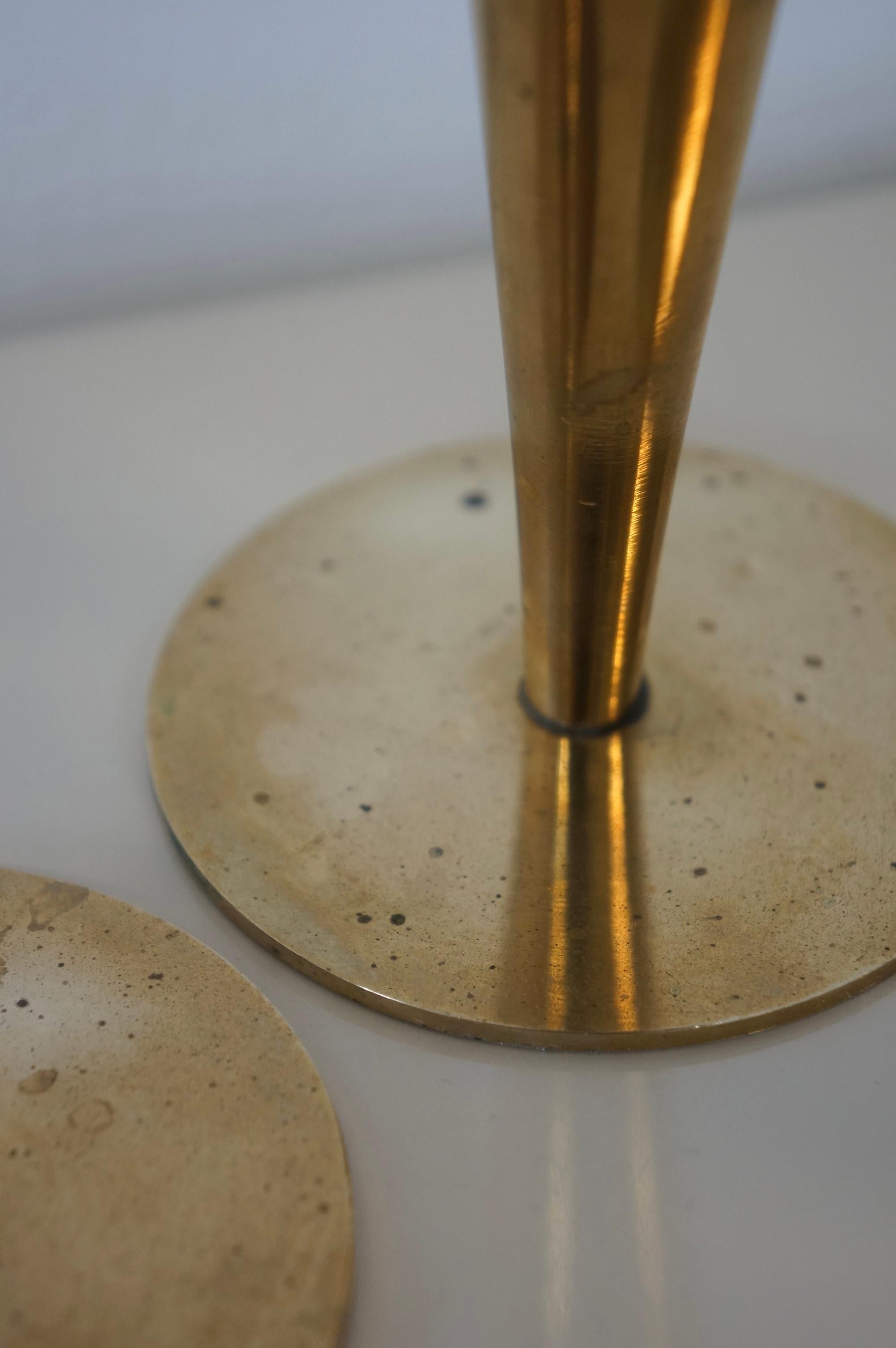 Set of Modernist Sculptural Brass Candleholder  3