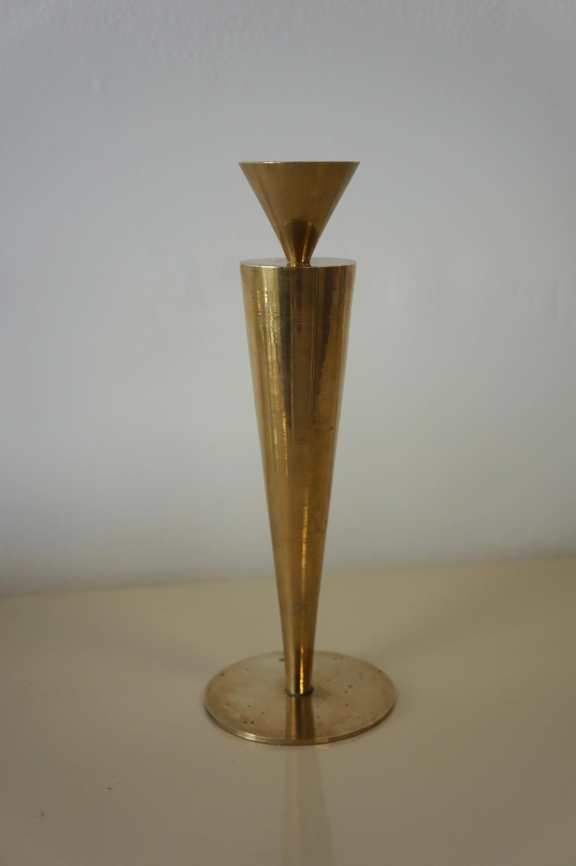 Unknown Set of Modernist Sculptural Brass Candleholder 