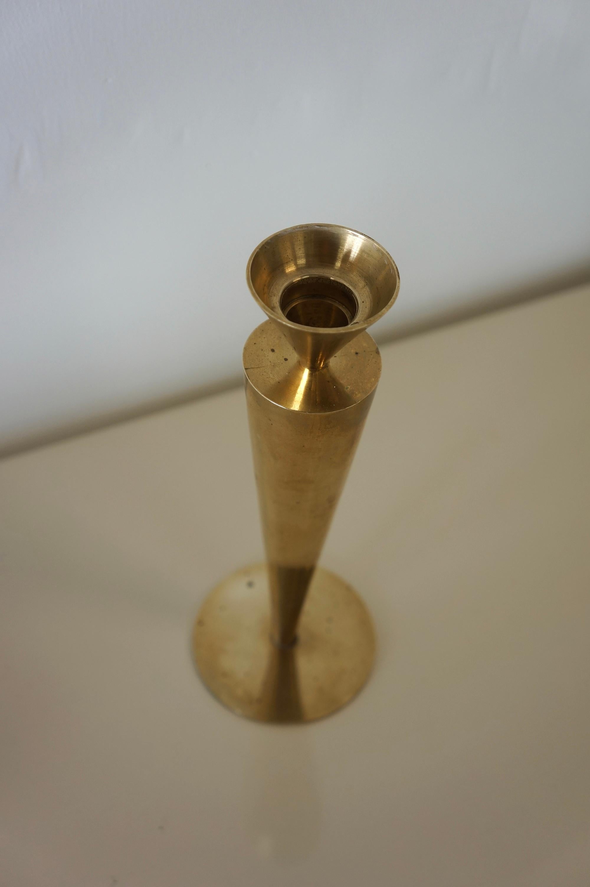 Mid-20th Century Set of Modernist Sculptural Brass Candleholder 