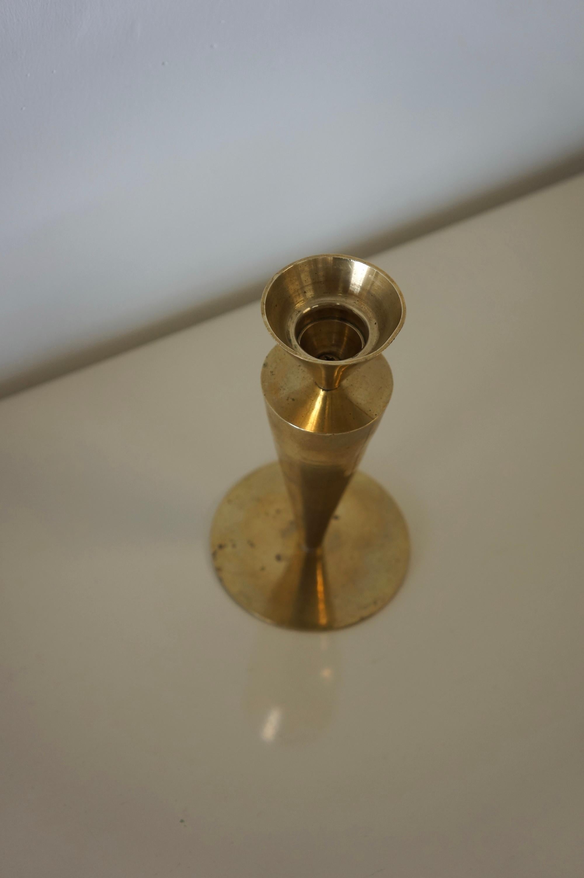 Set of Modernist Sculptural Brass Candleholder  2