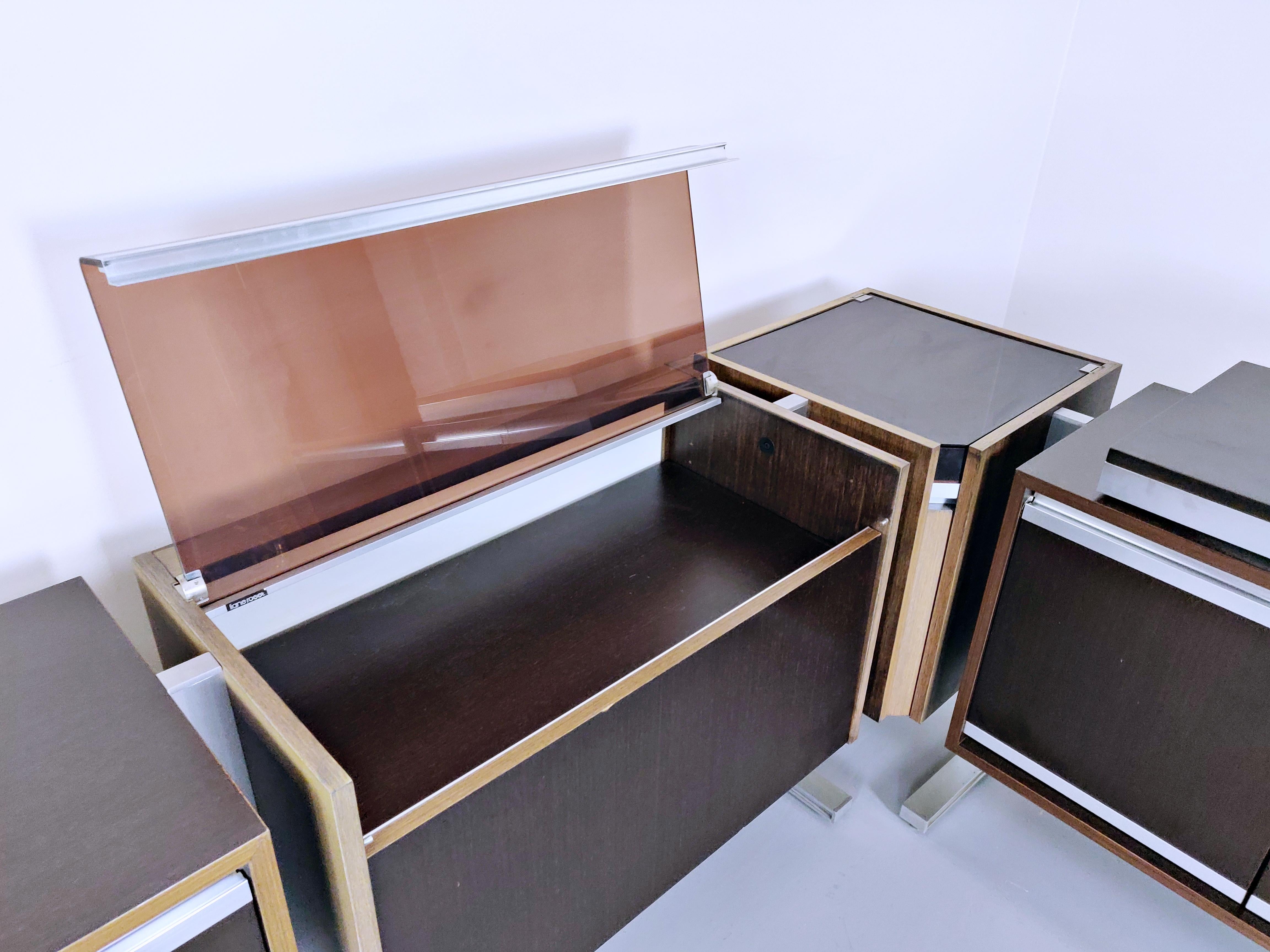 Wood Set Of Modular Sideboard By Michel Ducaroy, Ligne Roset, 1970s For Sale