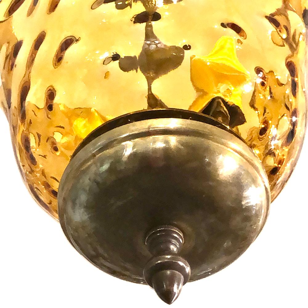 Hand-Crafted Set of Molded Amber Glass Light Fixtures, Sold Individually For Sale