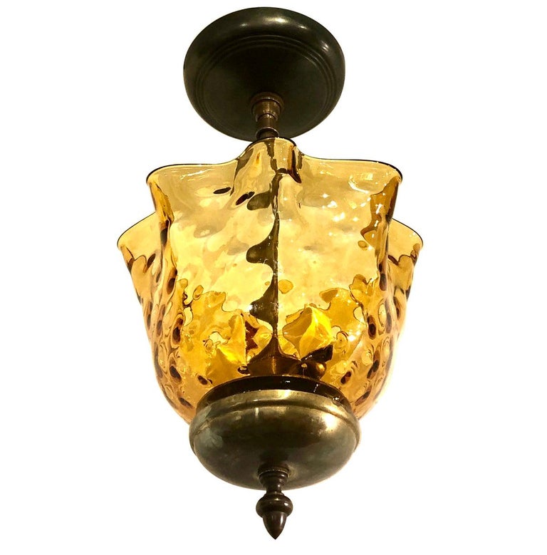 Set of Molded Amber Glass Light Fixtures, Sold Individually For Sale at