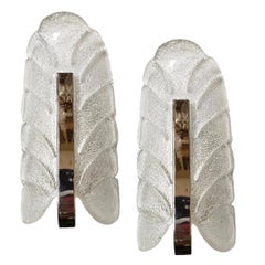 Set of Molded Glass Leaf Sconces, Sold per Pair