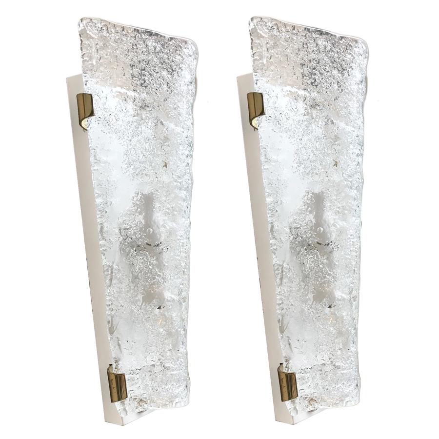 Italian Set of Molded Glass Sconces For Sale
