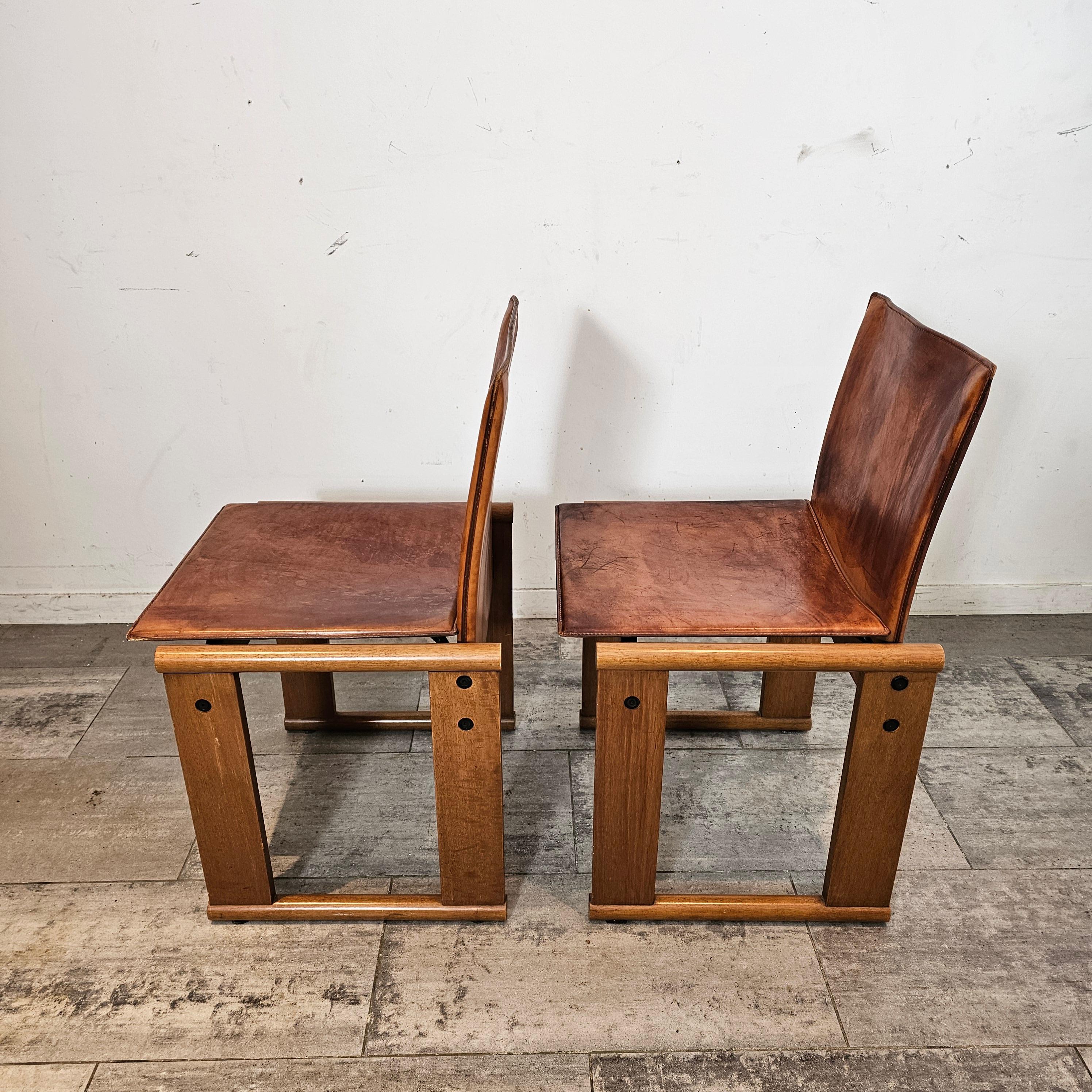 Mid-Century Modern Set of Monk Chairs by  Tobia & Afra Scarpa, Italy 1970s