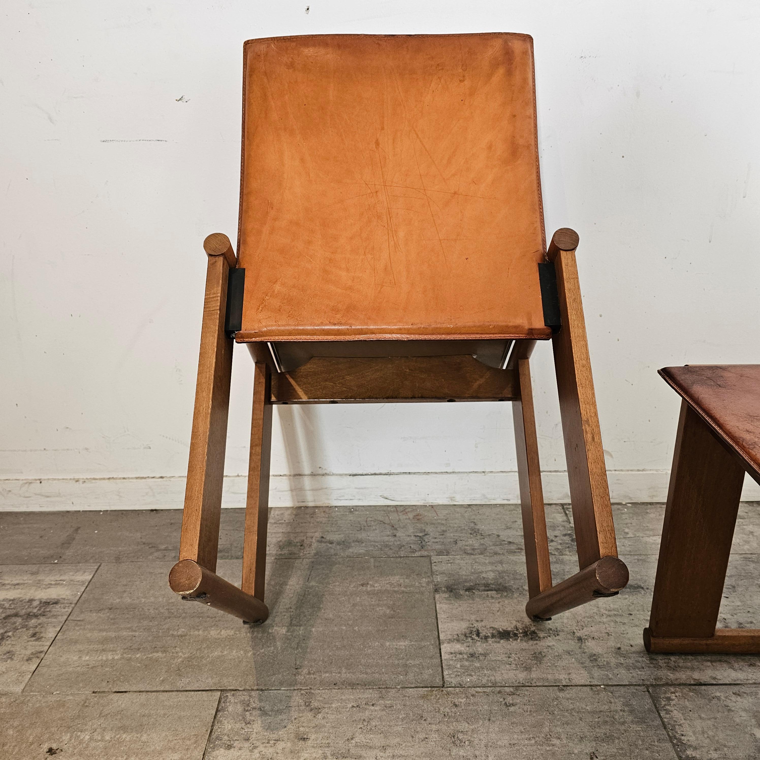 Leather Set of Monk Chairs by  Tobia & Afra Scarpa, Italy 1970s