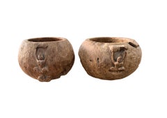 Set of Monumental Mid-20th Century Teak Burl Wood Bowls, Hand-Carved