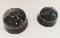 Set of Moorish Decorative Trinket Lidded Box Inlaid with Horn and Brass