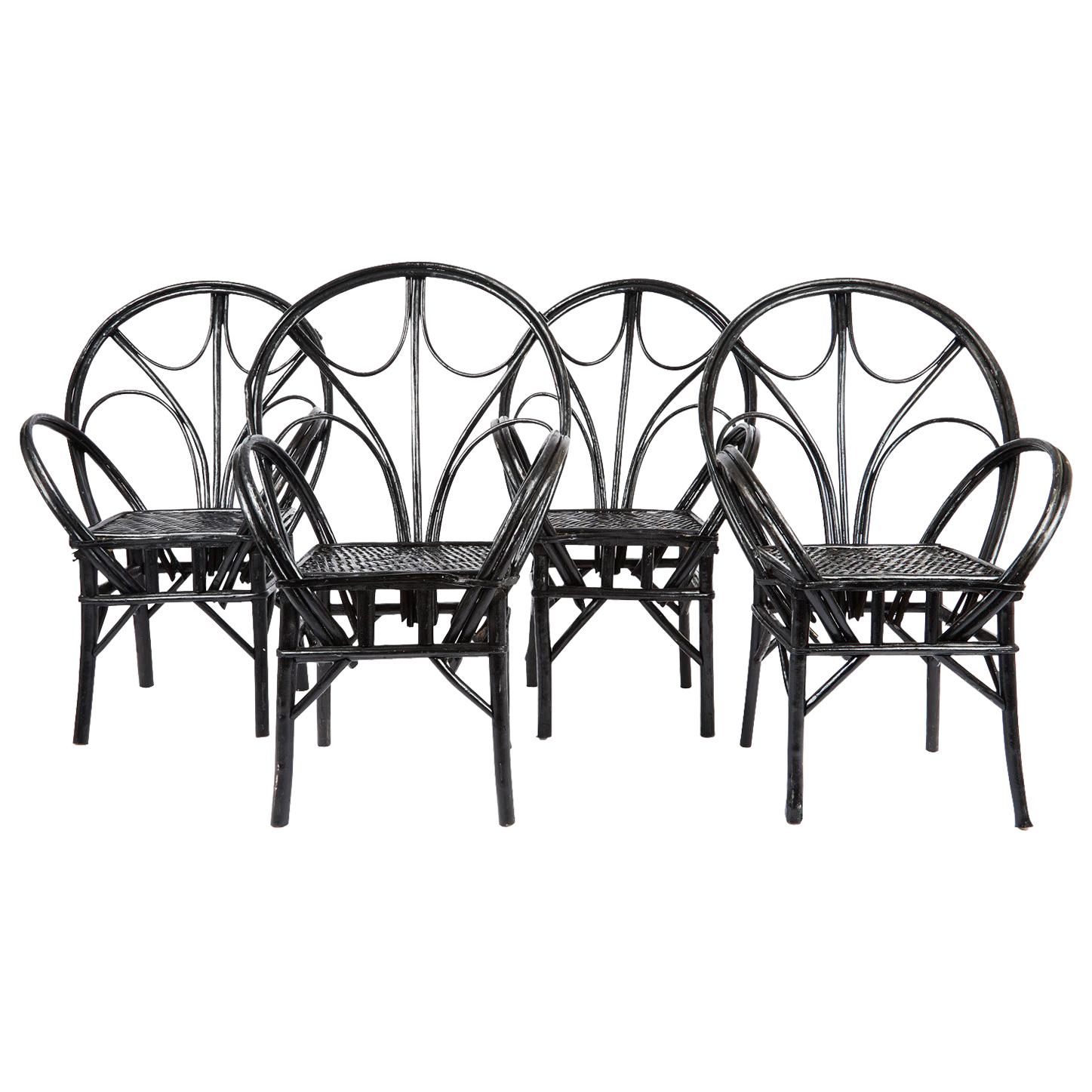 Set of Four Moroccan Wicker Chairs