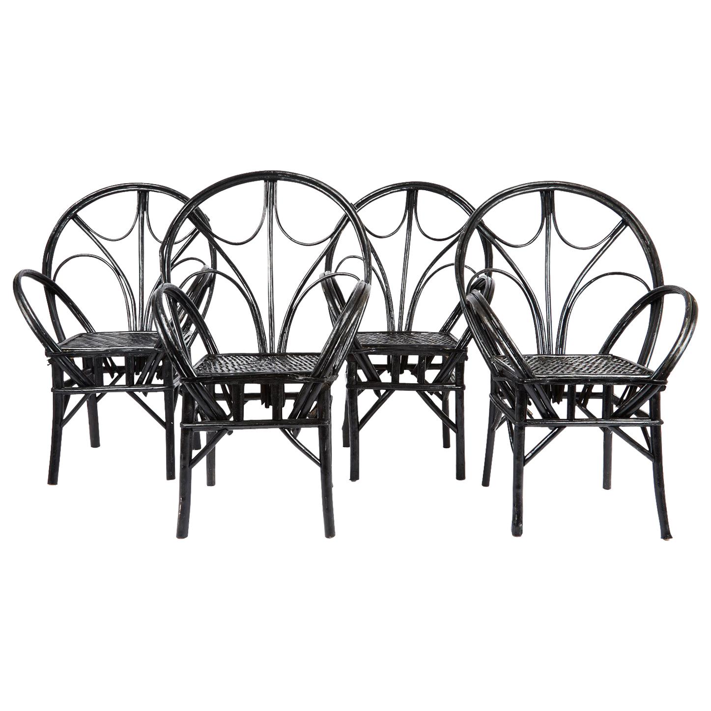Set of Four Moroccan Wicker Chairs at 1stDibs