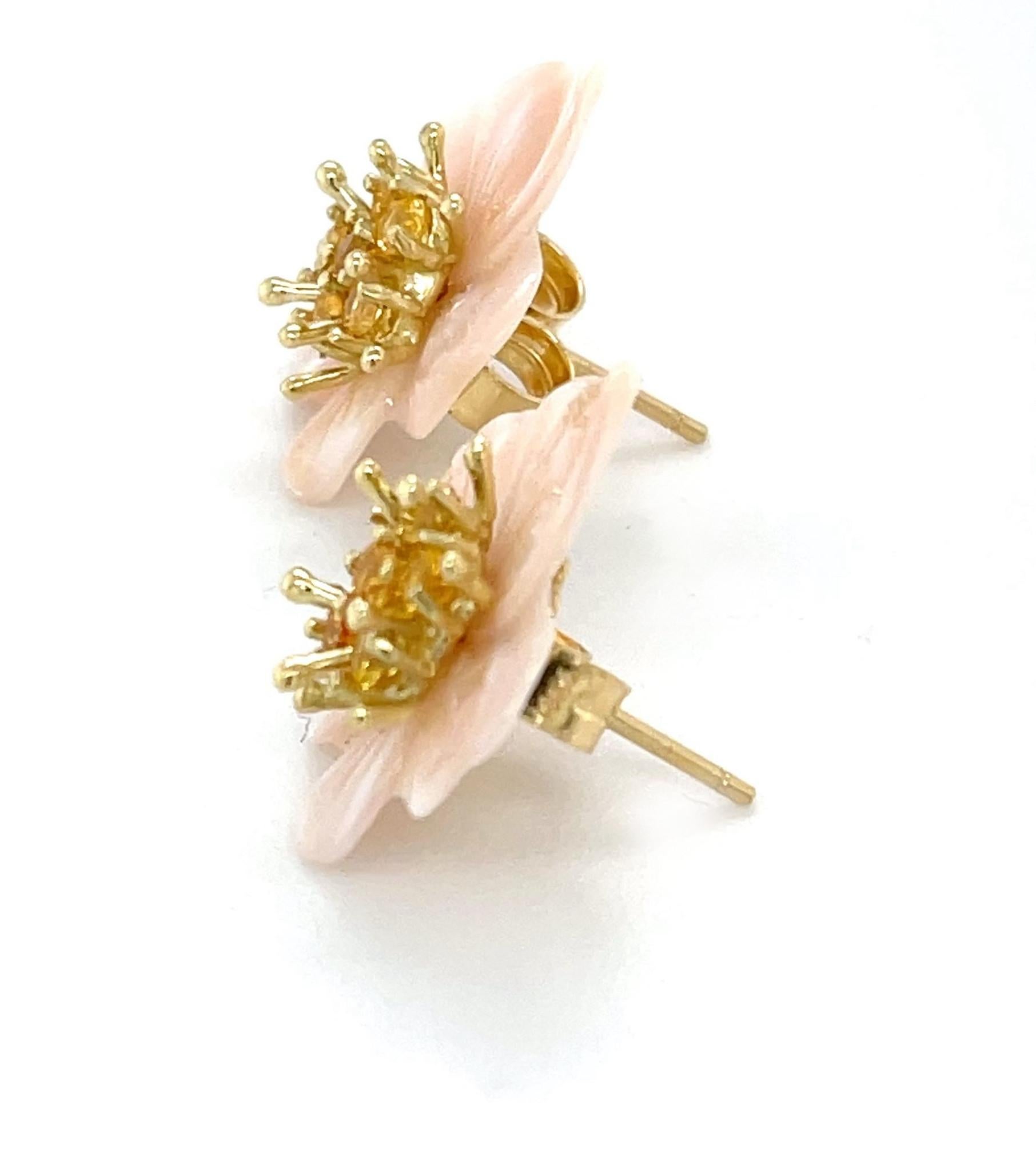Women's Set of Mother-of-Pearl Earring Jackets with Gold and Yellow Sapphire 