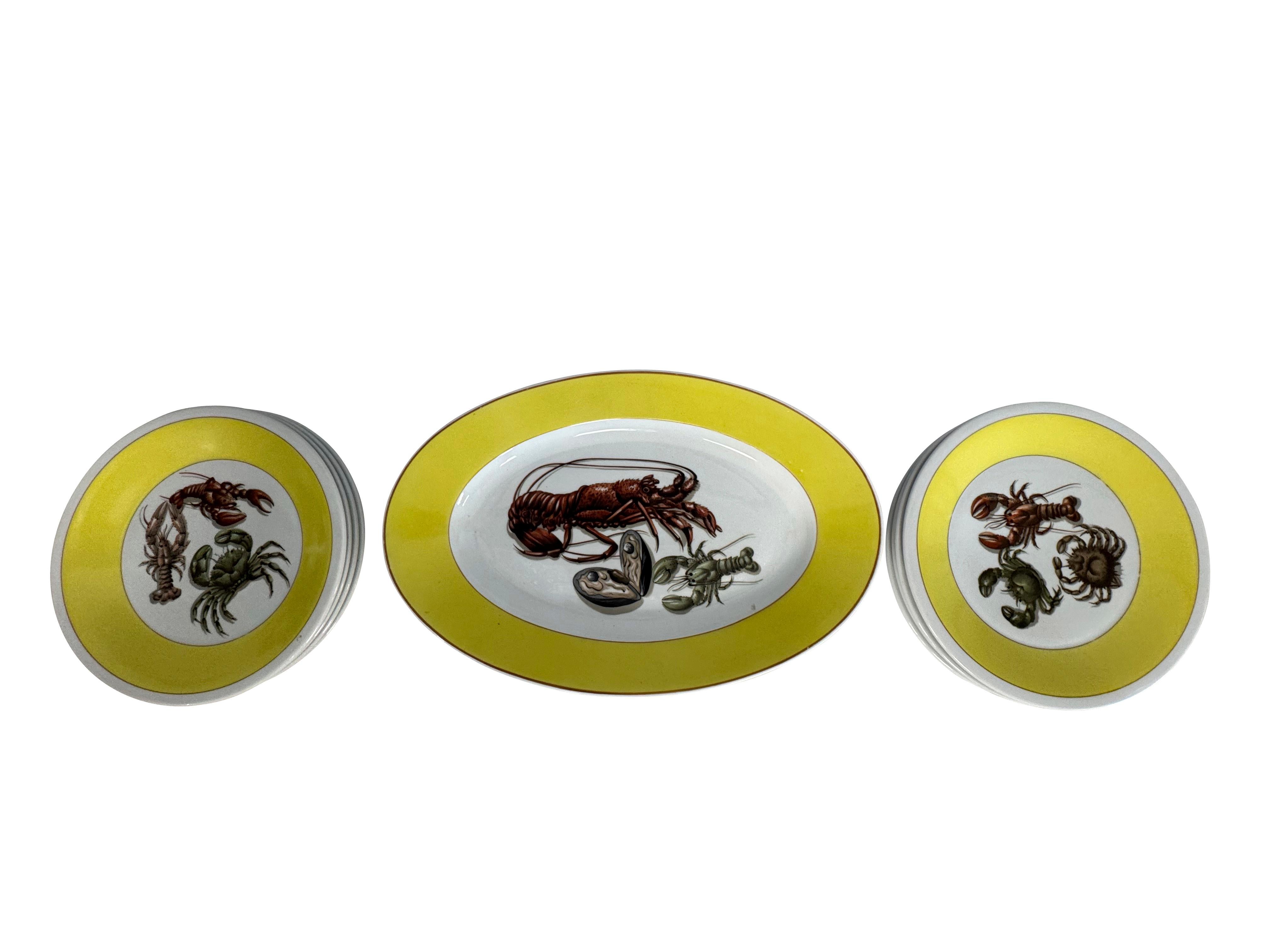 Set of Mottahedah Shellfish Plates and Matching Platter For Sale 5