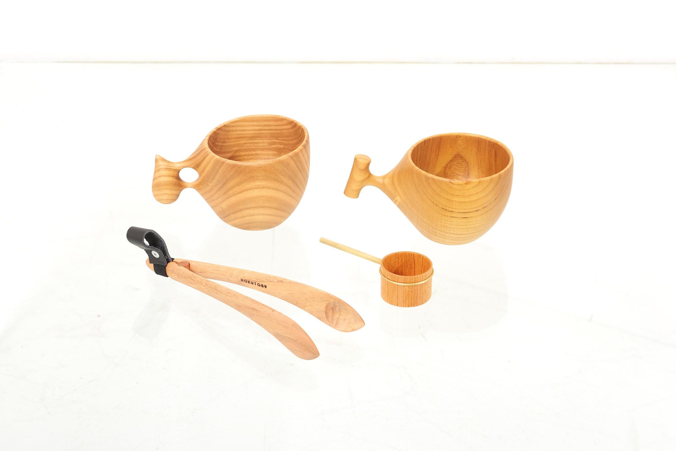 Contemporary Set of Mugs, Coffee Scoop and Tong by Hokuto Sekine, Japan 2021 For Sale