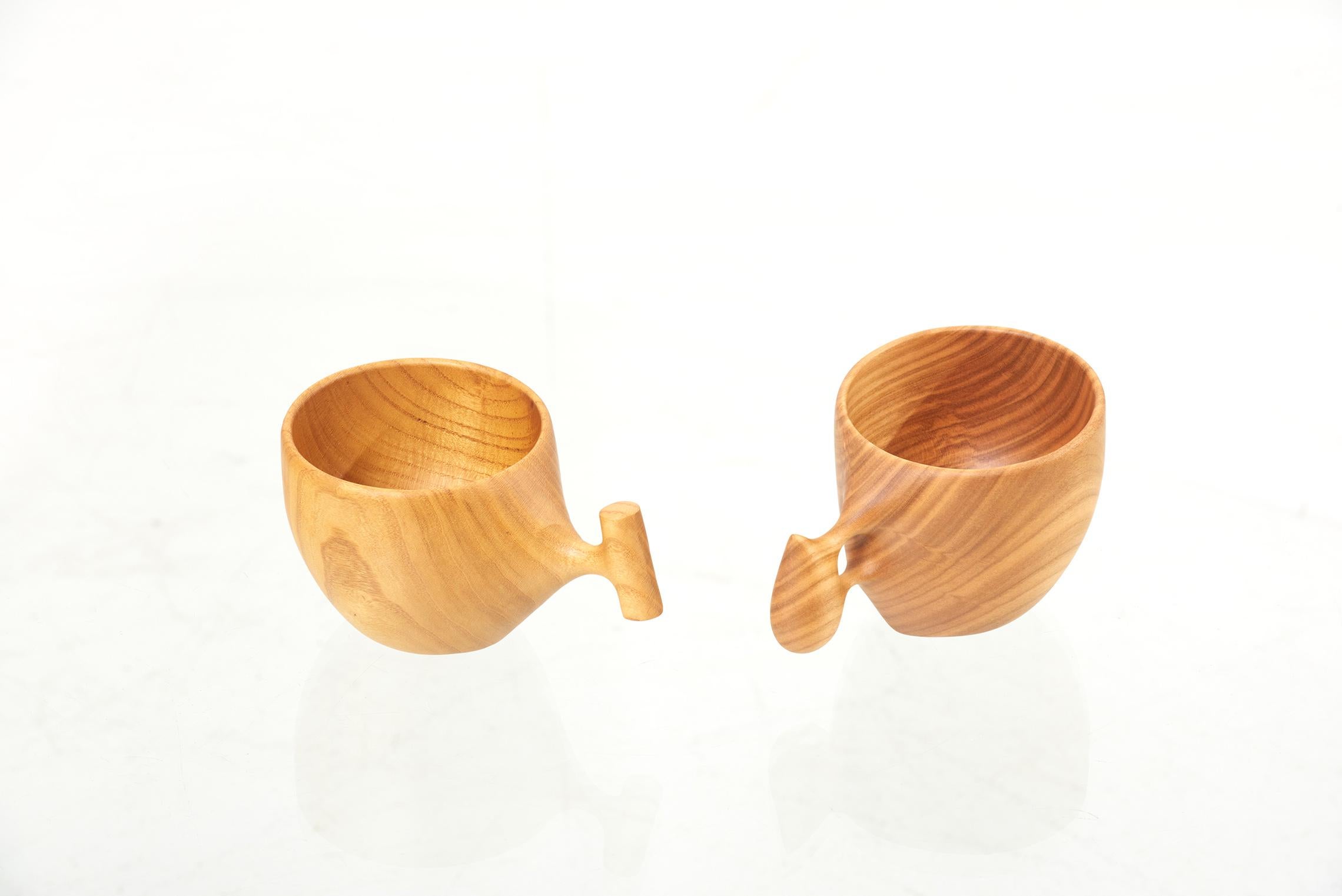 Wood Set of Mugs, Coffee Scoop and Tong by Hokuto Sekine, Japan 2021 For Sale