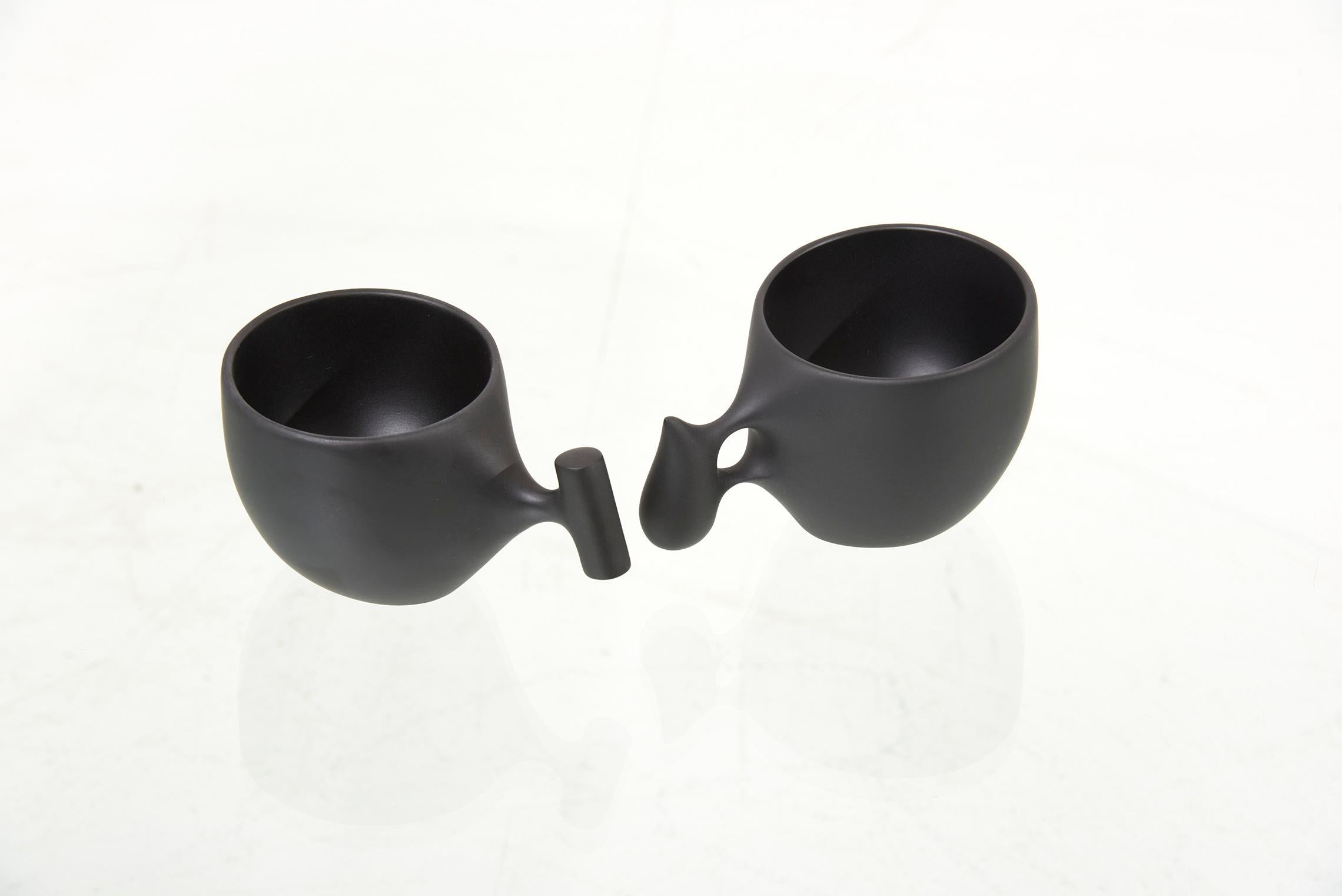 Wood Set of Hand-Crafted Mugs, Coffee Scoop and Tong by Hokuto Sekine, Japan, 2021 For Sale