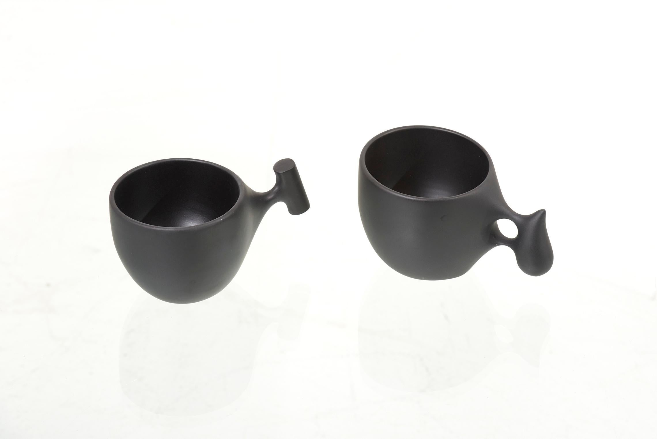 Ensemble de tasses, cuillère à café et pince à café fabriquées à la main par Hokuto Sekine, Japon, 2021 en vente 2