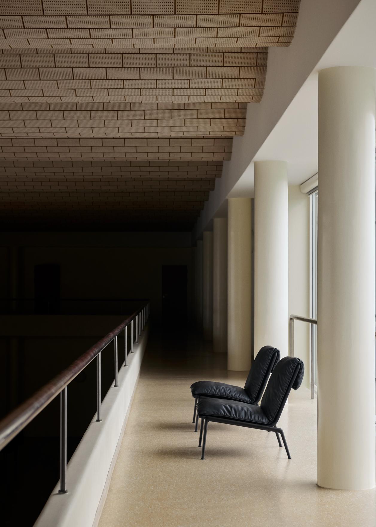 Scandinavian Modern Set of Muno Lounge Chair & Footstool- Black Leather-Luca Nichetto for &T For Sale