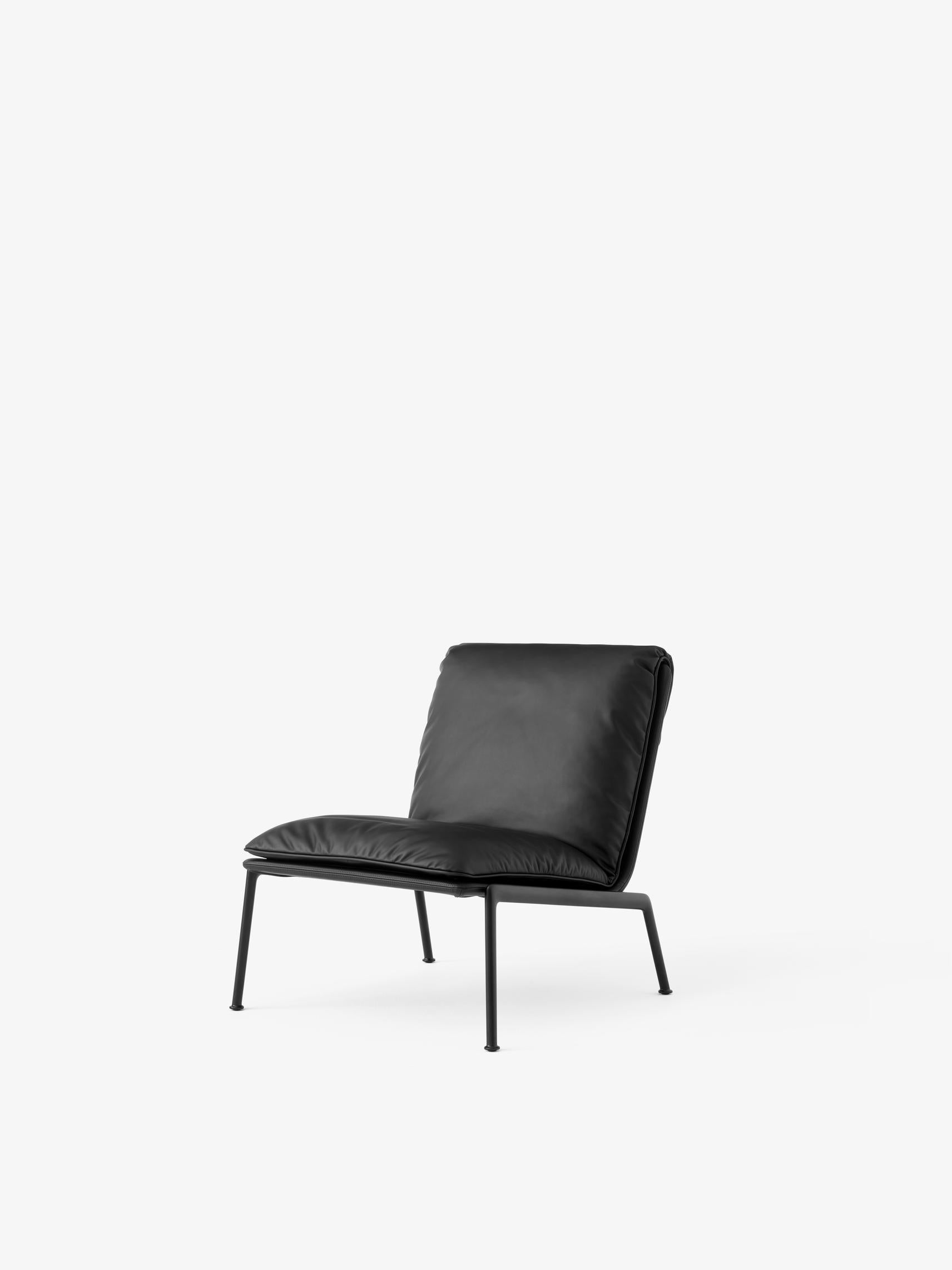Polish Set of Muno Lounge Chair & Footstool- Black Leather-Luca Nichetto for &T For Sale