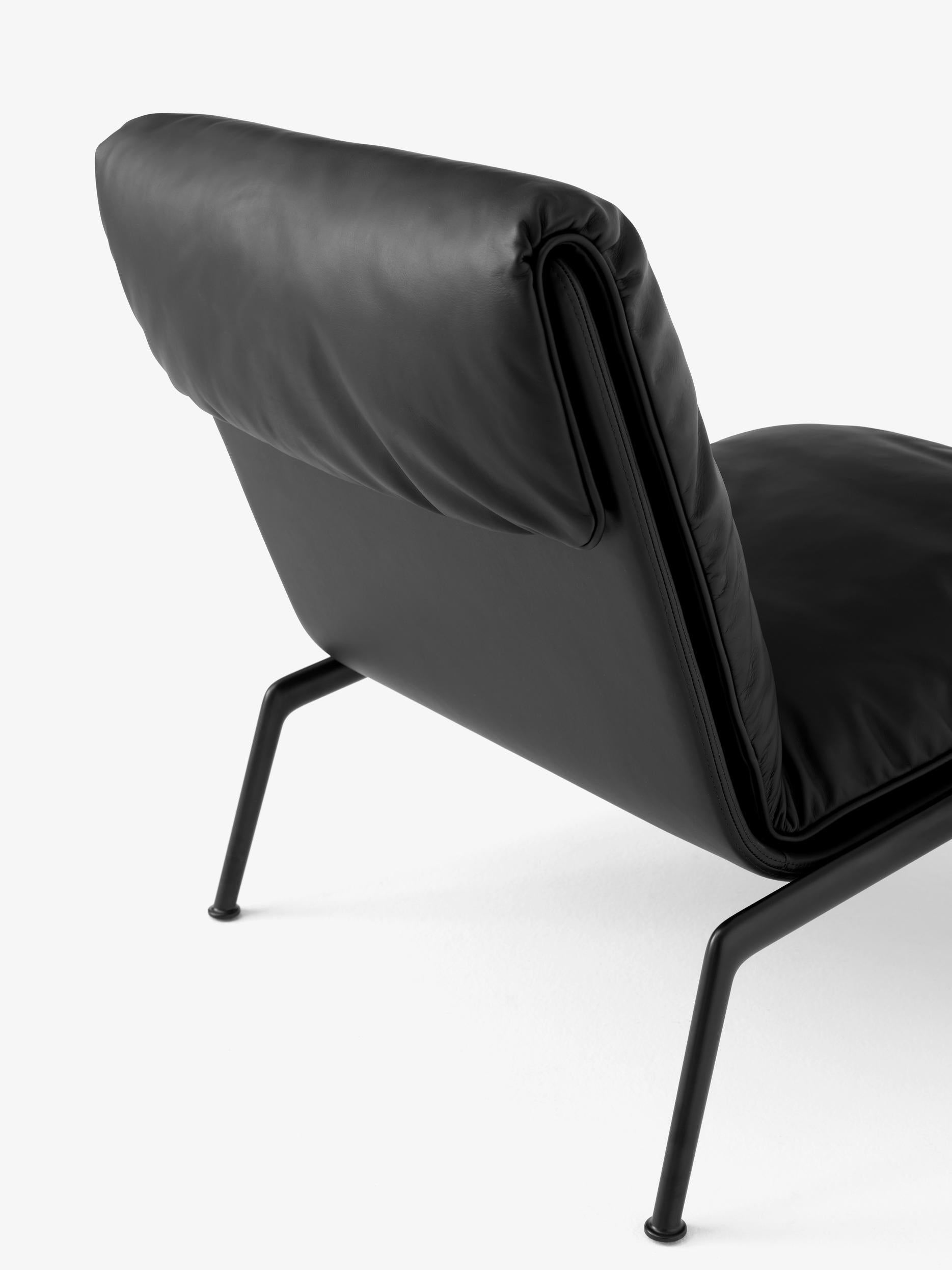 Set of Muno Lounge Chair & Footstool- Black Leather-Luca Nichetto for &T In New Condition For Sale In Dubai, AE