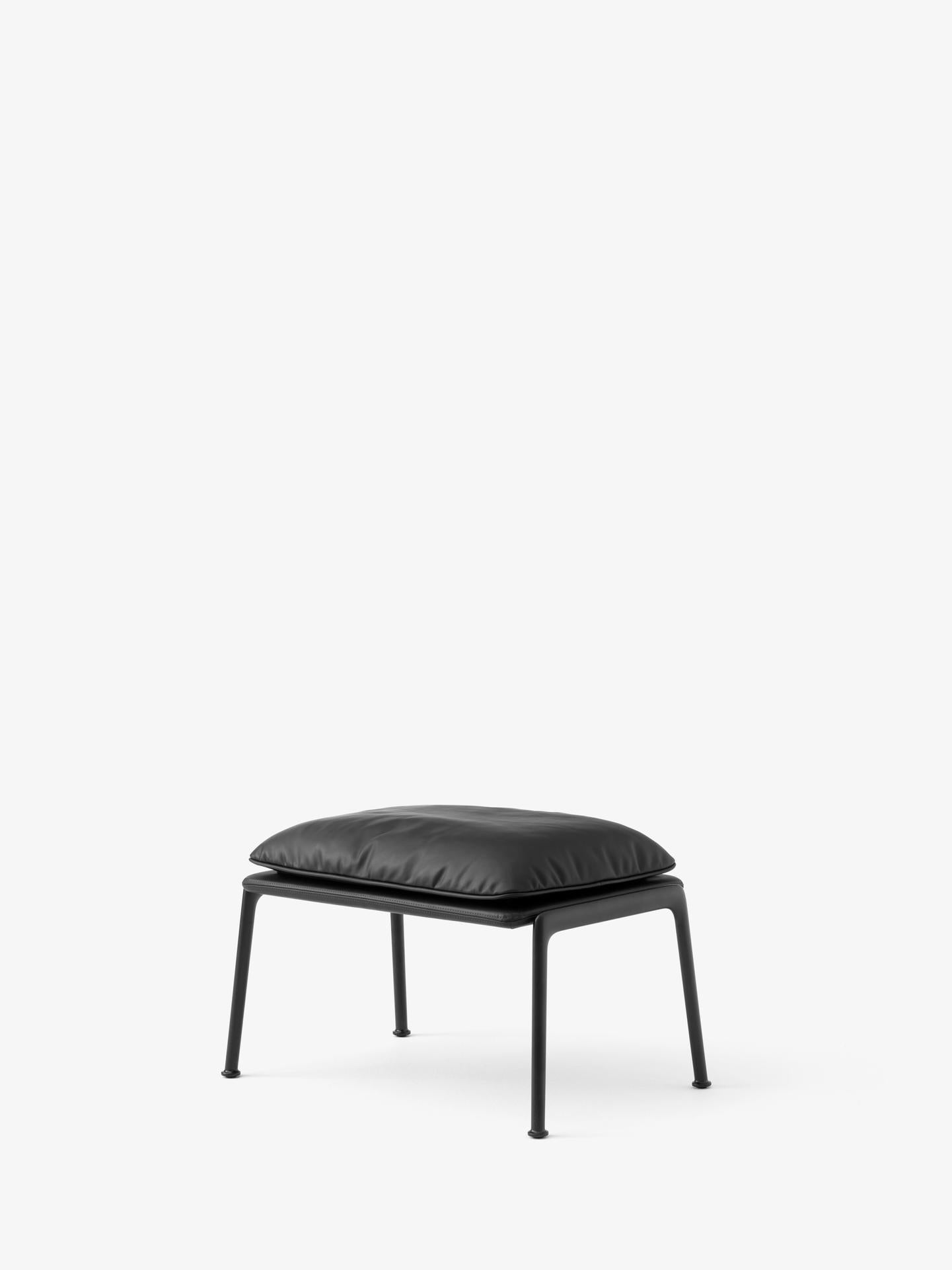 Contemporary Set of Muno Lounge Chair & Footstool- Black Leather-Luca Nichetto for &T For Sale