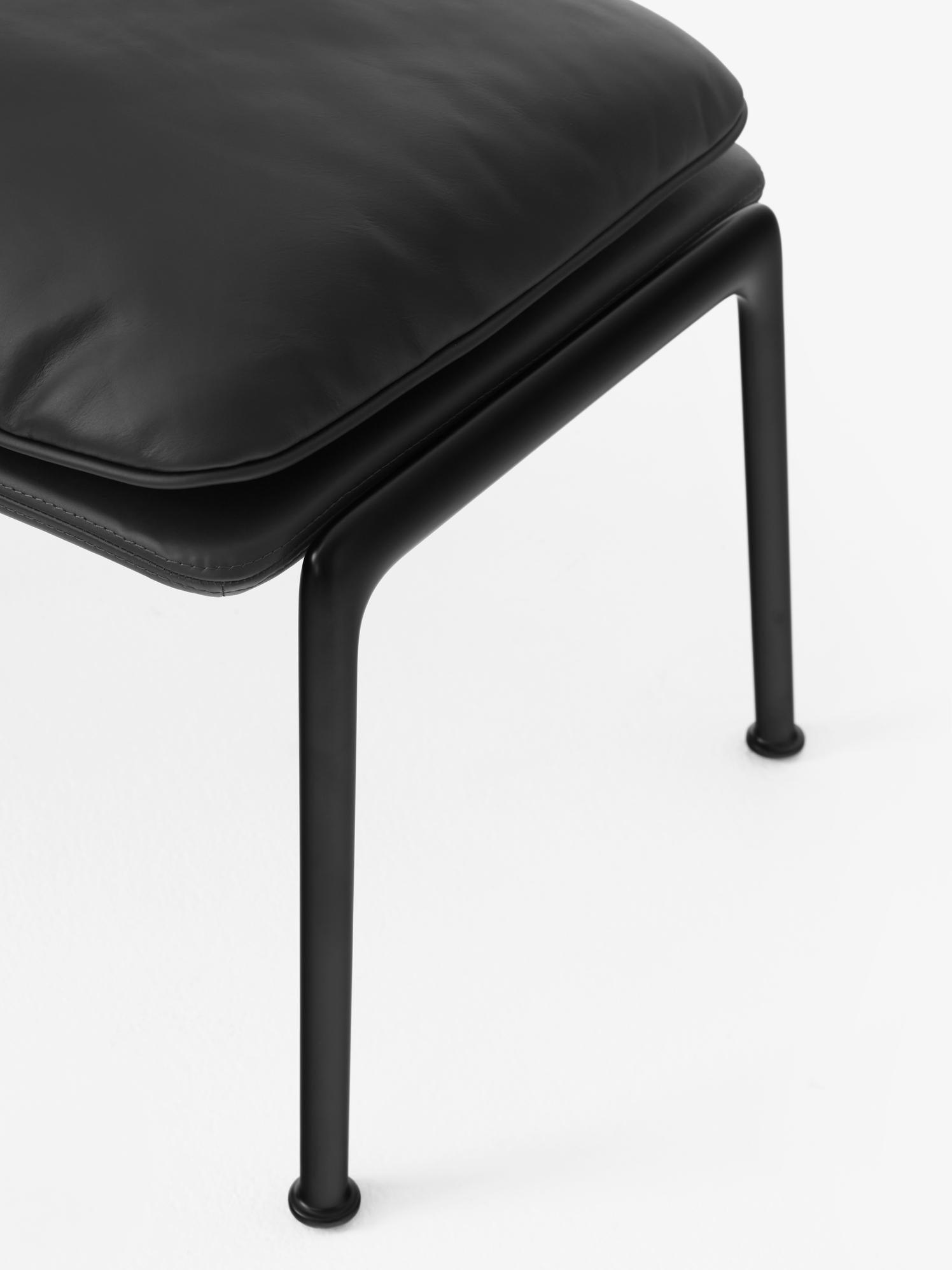 Aluminum Set of Muno Lounge Chair & Footstool- Black Leather-Luca Nichetto for &T For Sale