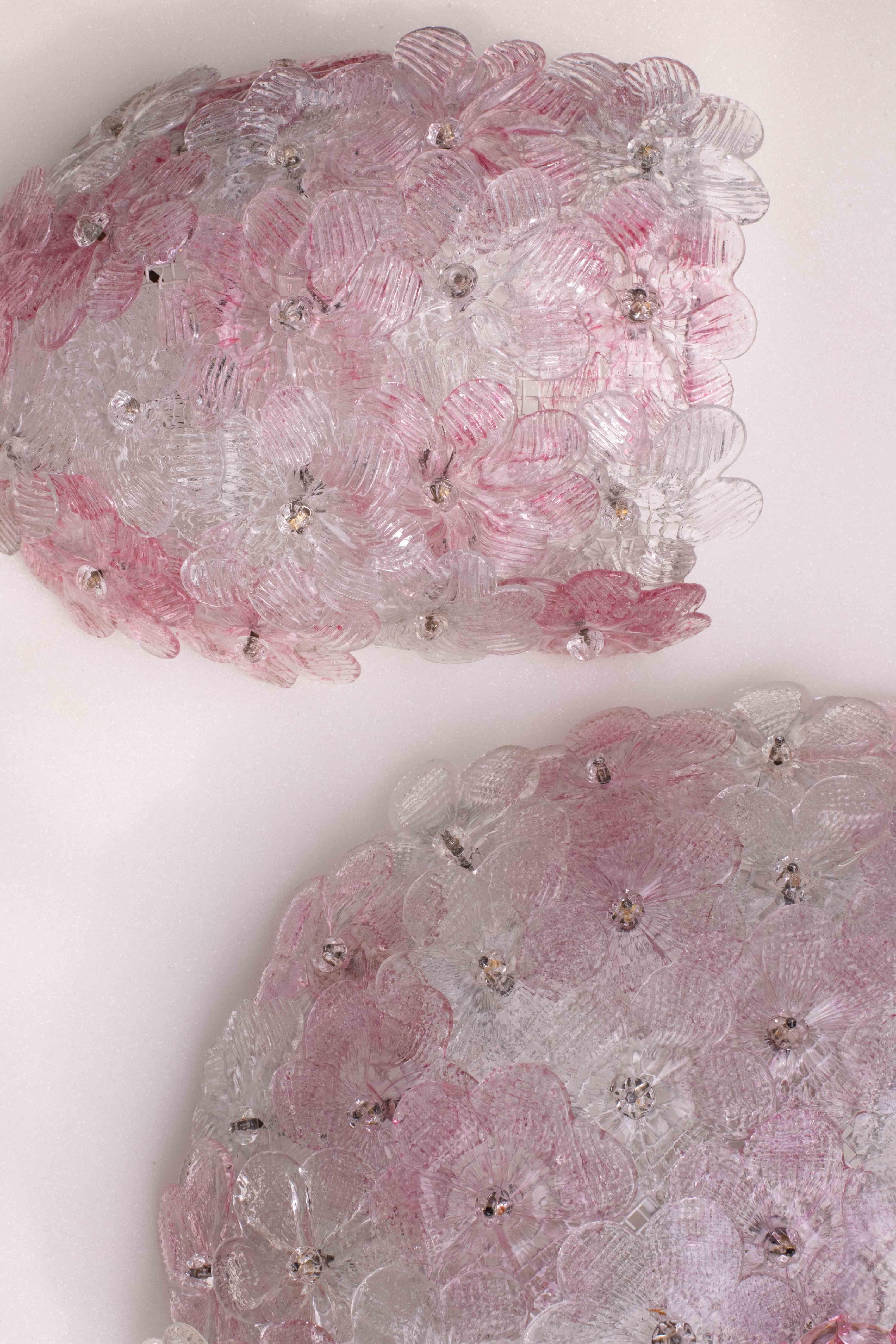 Set di plafoniere e 2 applique di Murano Fiore rosa di Seguso, 1970 in vendita 9