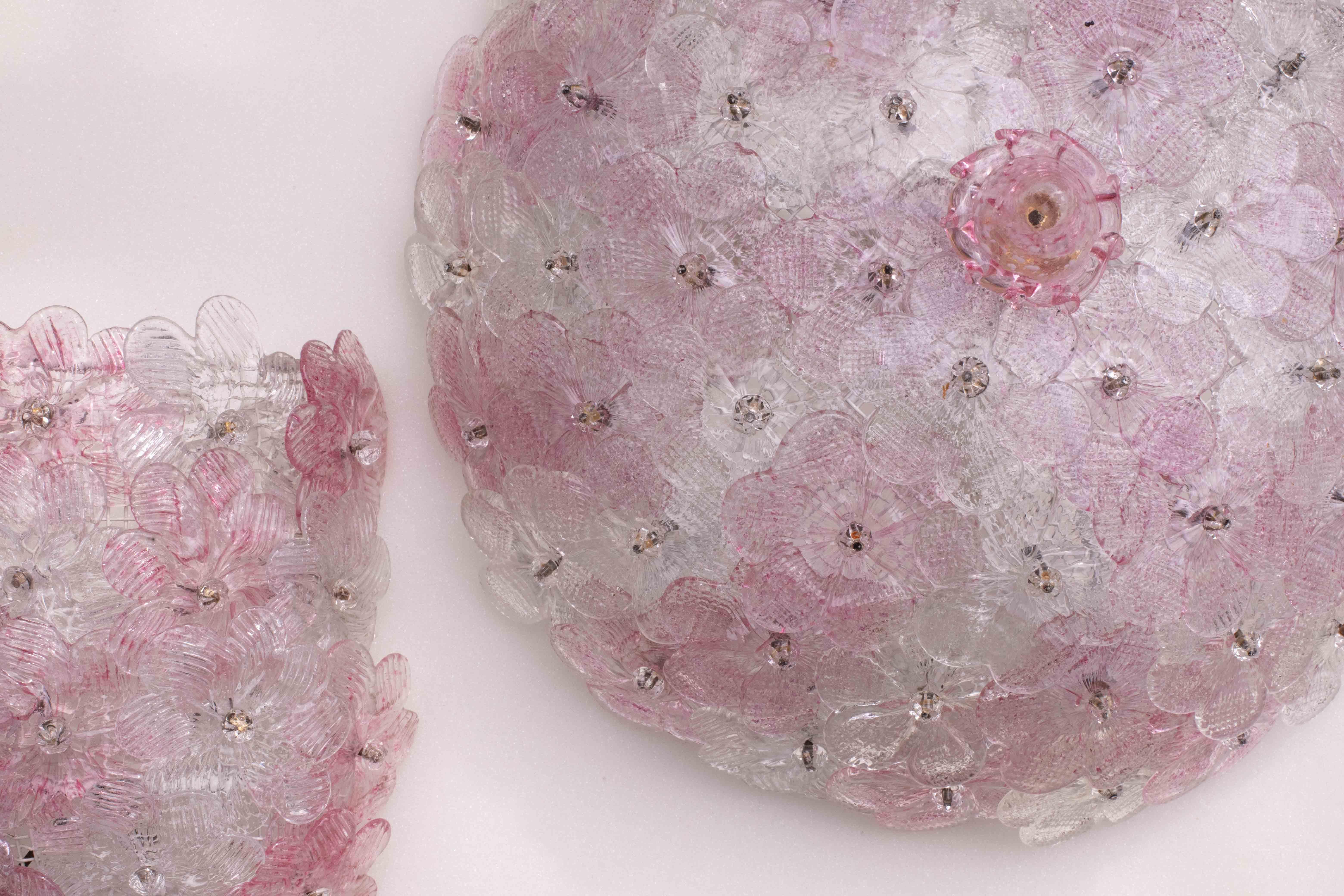 Set di plafoniere e 2 applique di Murano Fiore rosa di Seguso, 1970 in vendita 10