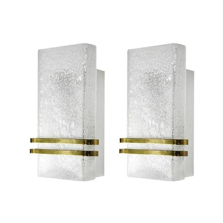 Mid-Century Modern Set of Murano Glass and Brass Sconces by Doria Leuchten, C. 1960s For Sale