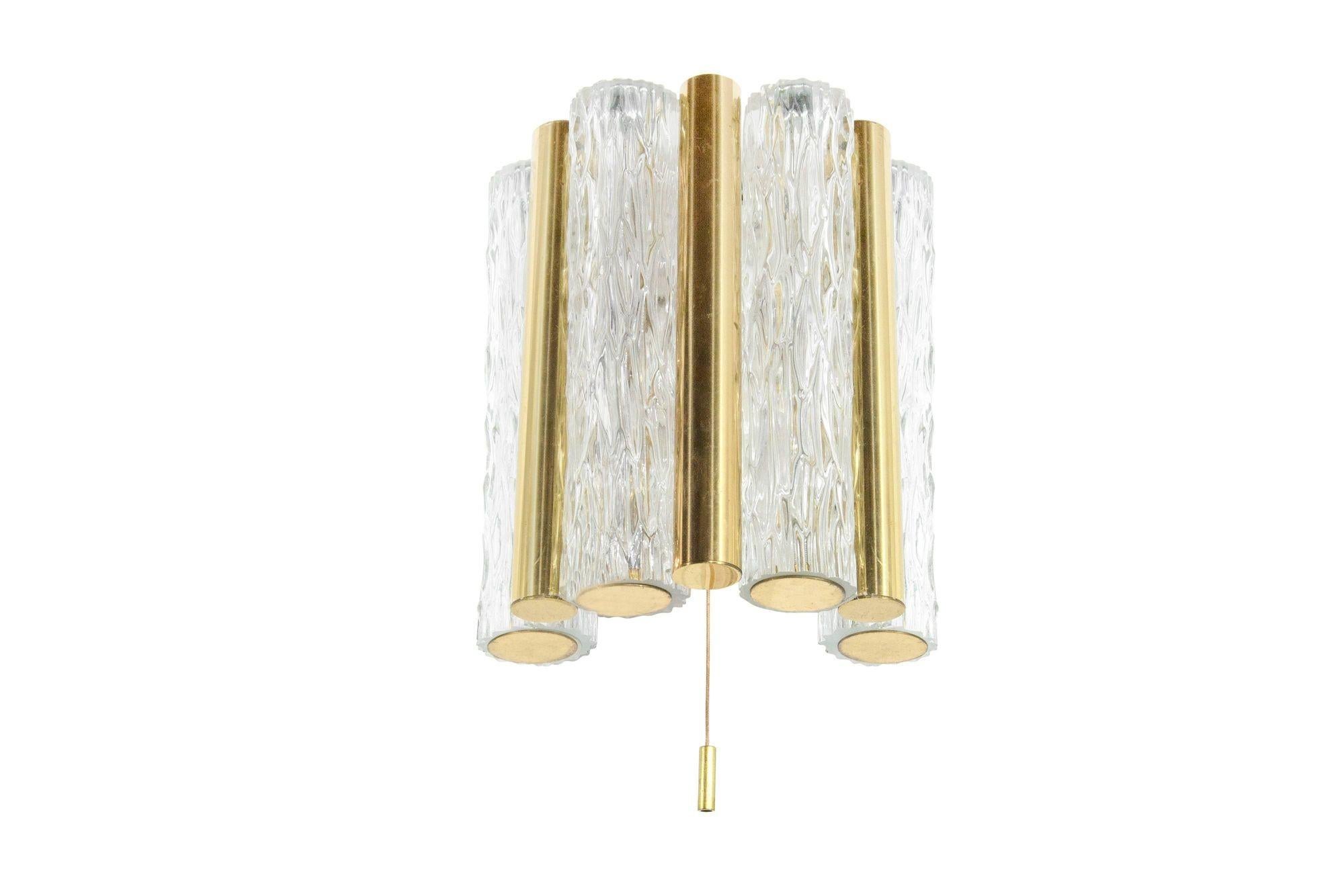 Mid-Century Modern Set of Murano Glass and Brass Sconces by Doria Leuchten, Germany, C. 1960s For Sale