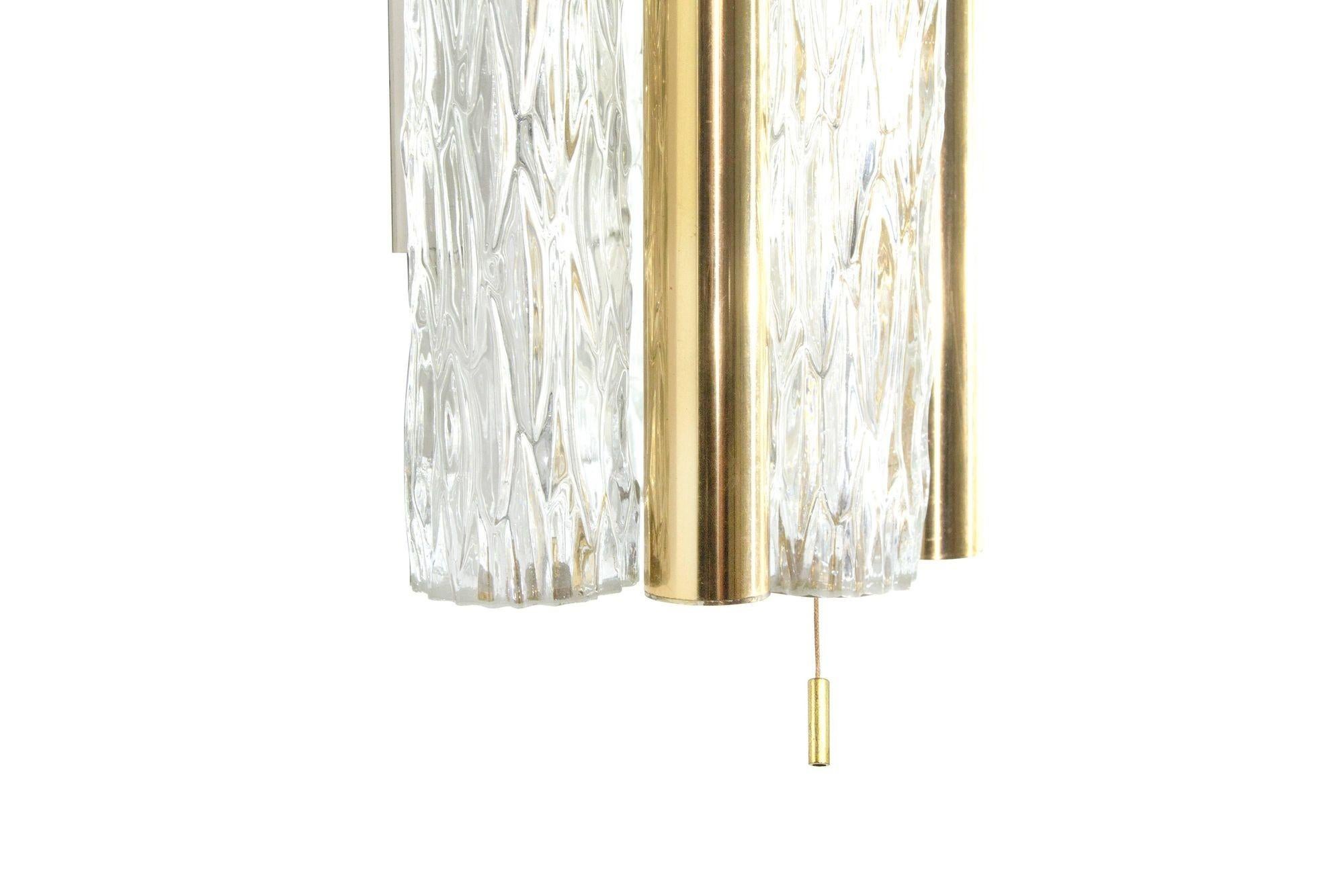20th Century Set of Murano Glass and Brass Sconces by Doria Leuchten, Germany, C. 1960s For Sale