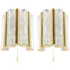 Set of Murano Glass and Brass Sconces by Doria Leuchten, Germany, C. 1960s