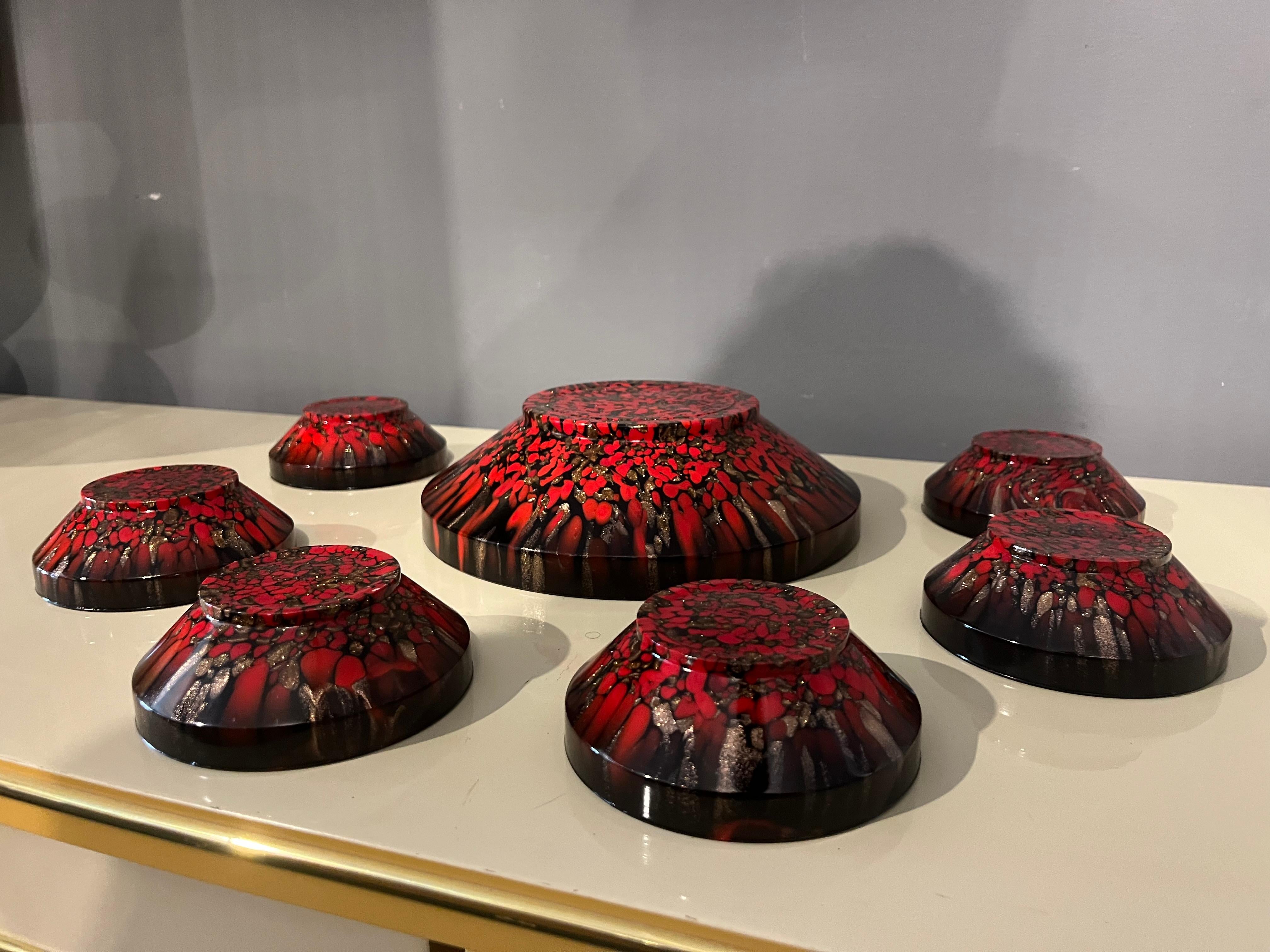 Set of Murano glass bowls from the 1930s attributable to Carlo Nason For Sale 5