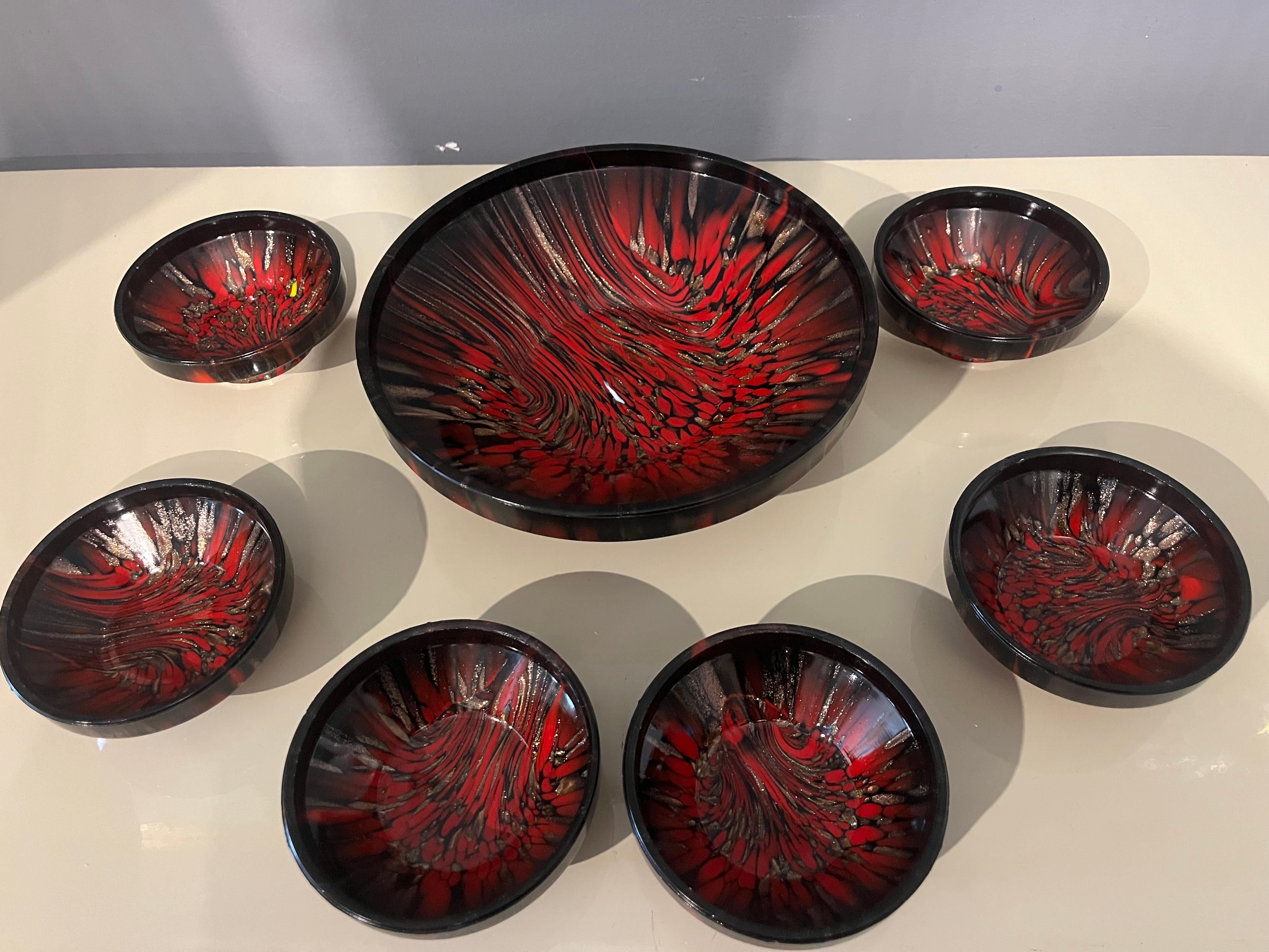 Italian Set of Murano glass bowls from the 1930s attributable to Carlo Nason For Sale