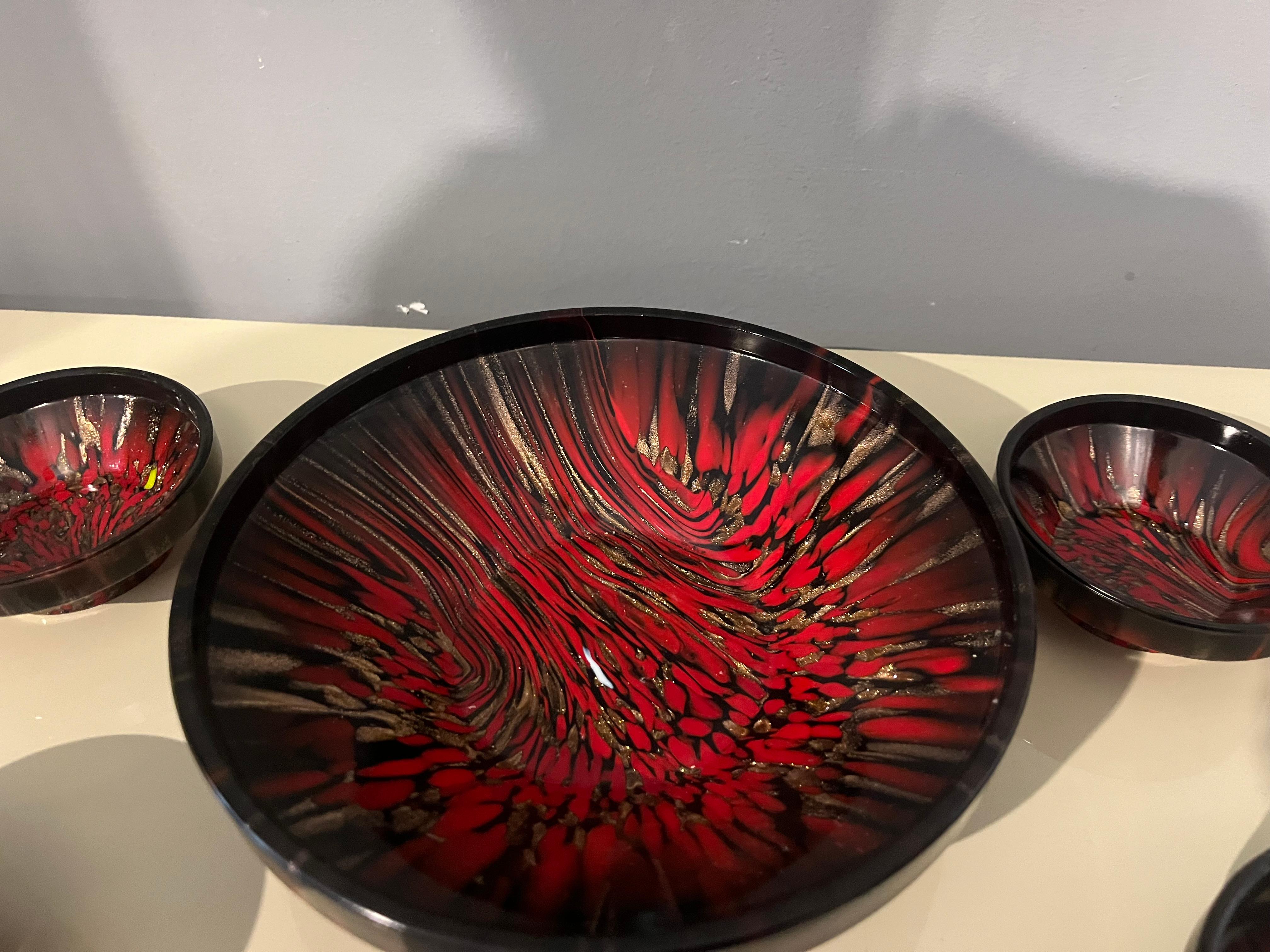 Murano Glass Set of Murano glass bowls from the 1930s attributable to Carlo Nason For Sale