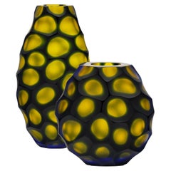 Juego de jarrones "Pavone" de cristal de Murano