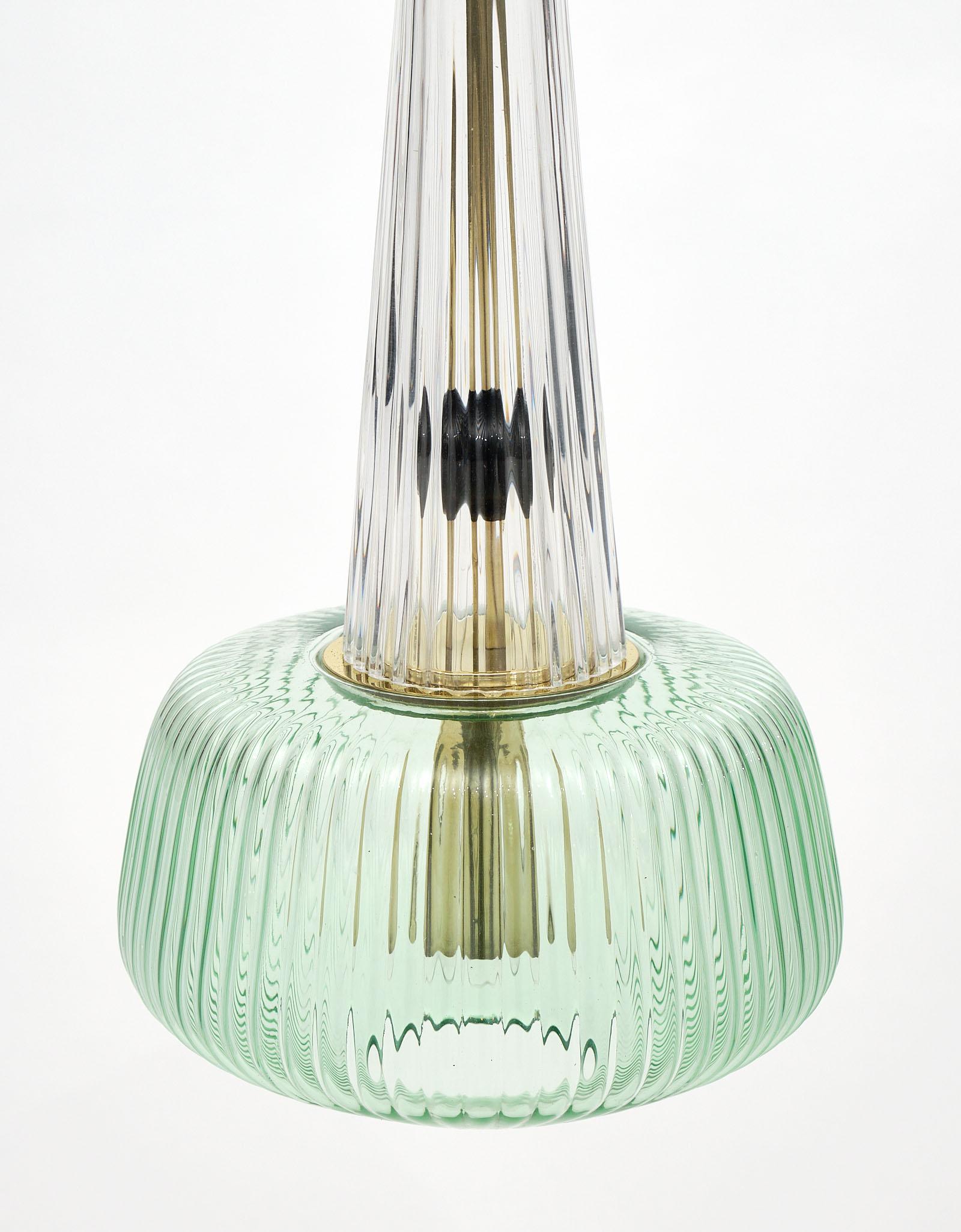Italian Set of Murano Glass Ridged Pendants in the Style of Ettore Sottsass