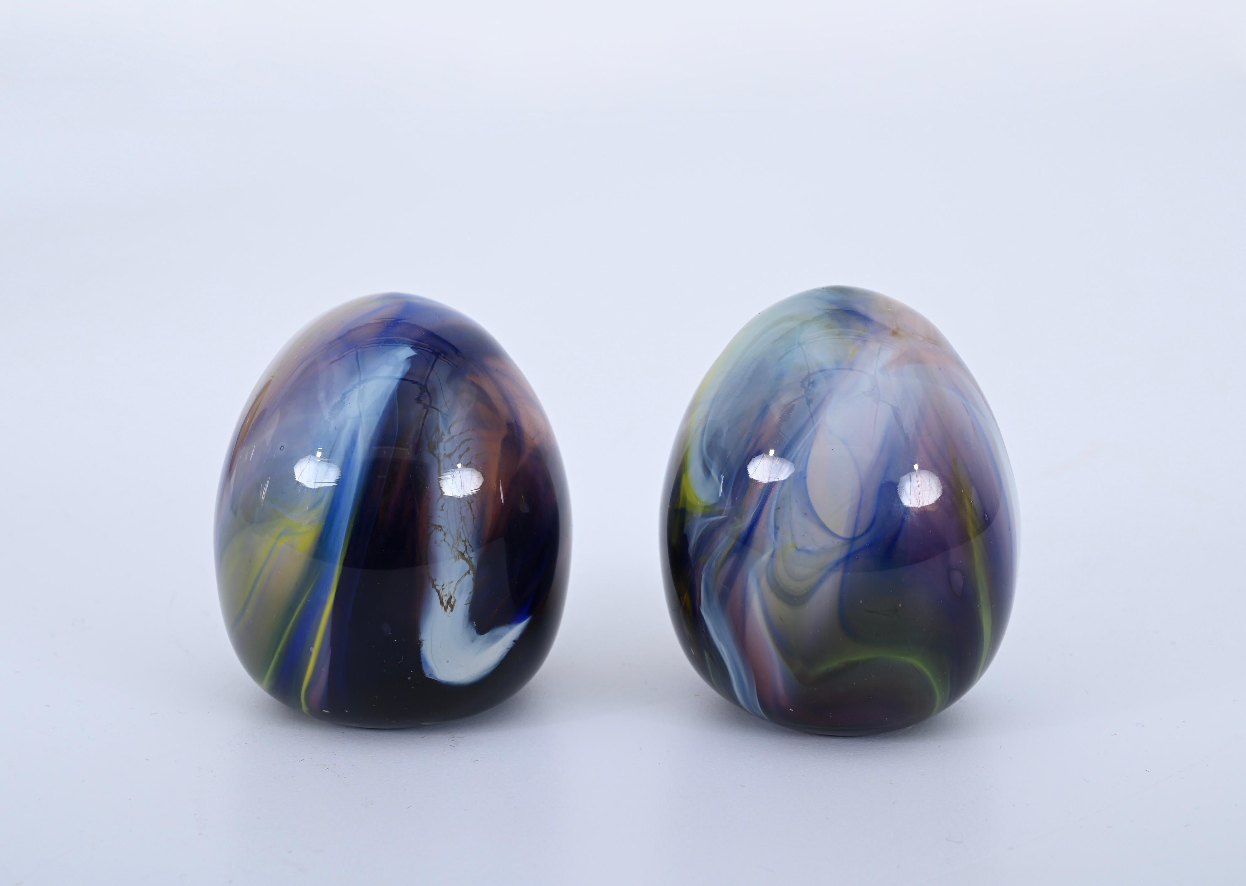 Set of Murano Hand-Blown Colored Glass Eggs, by Archimede Seguso, Italy, 1970s For Sale 5