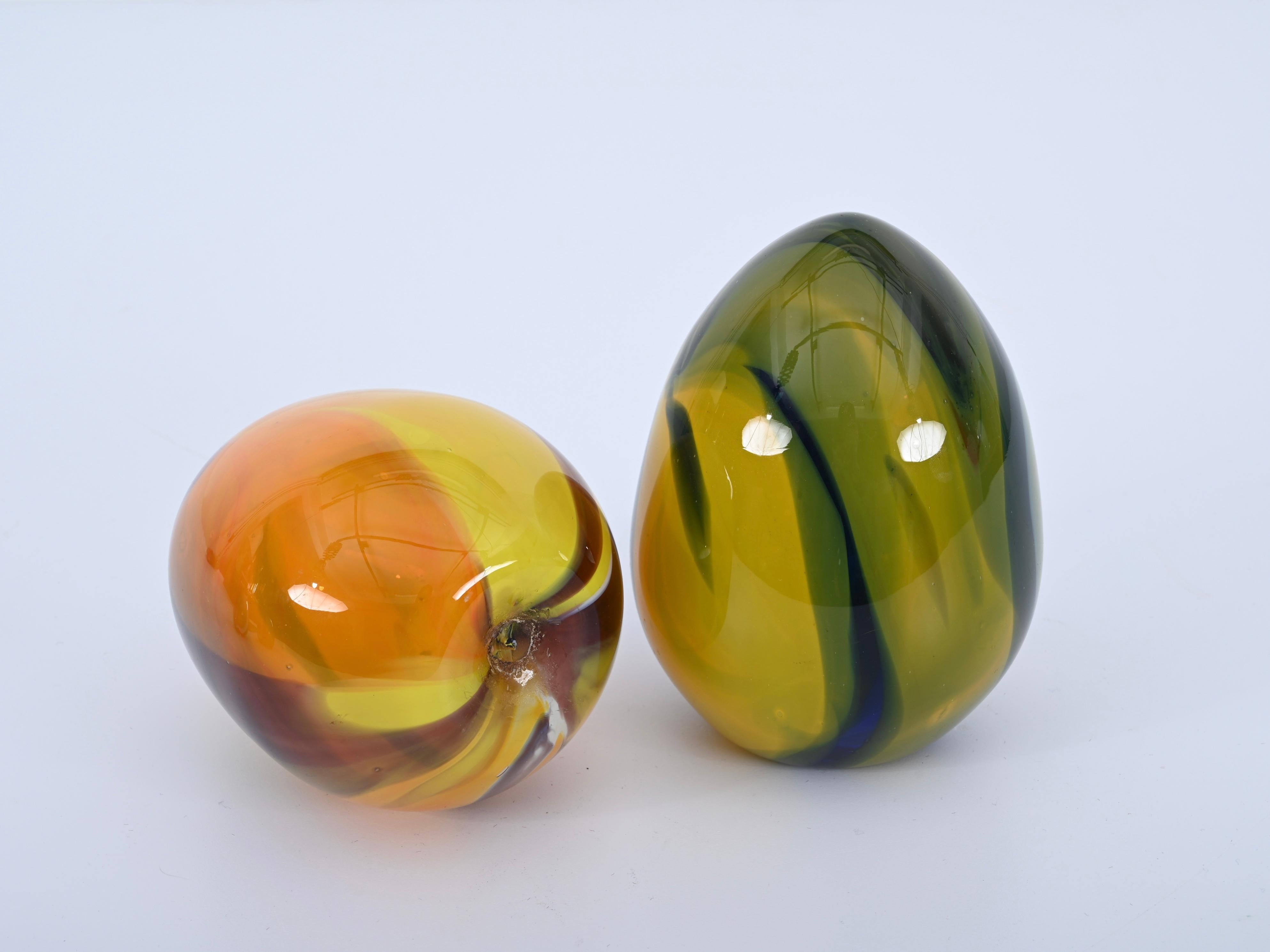 Set of Murano Hand-Blown Colored Glass Eggs, by Archimede Seguso, Italy, 1970s For Sale 6