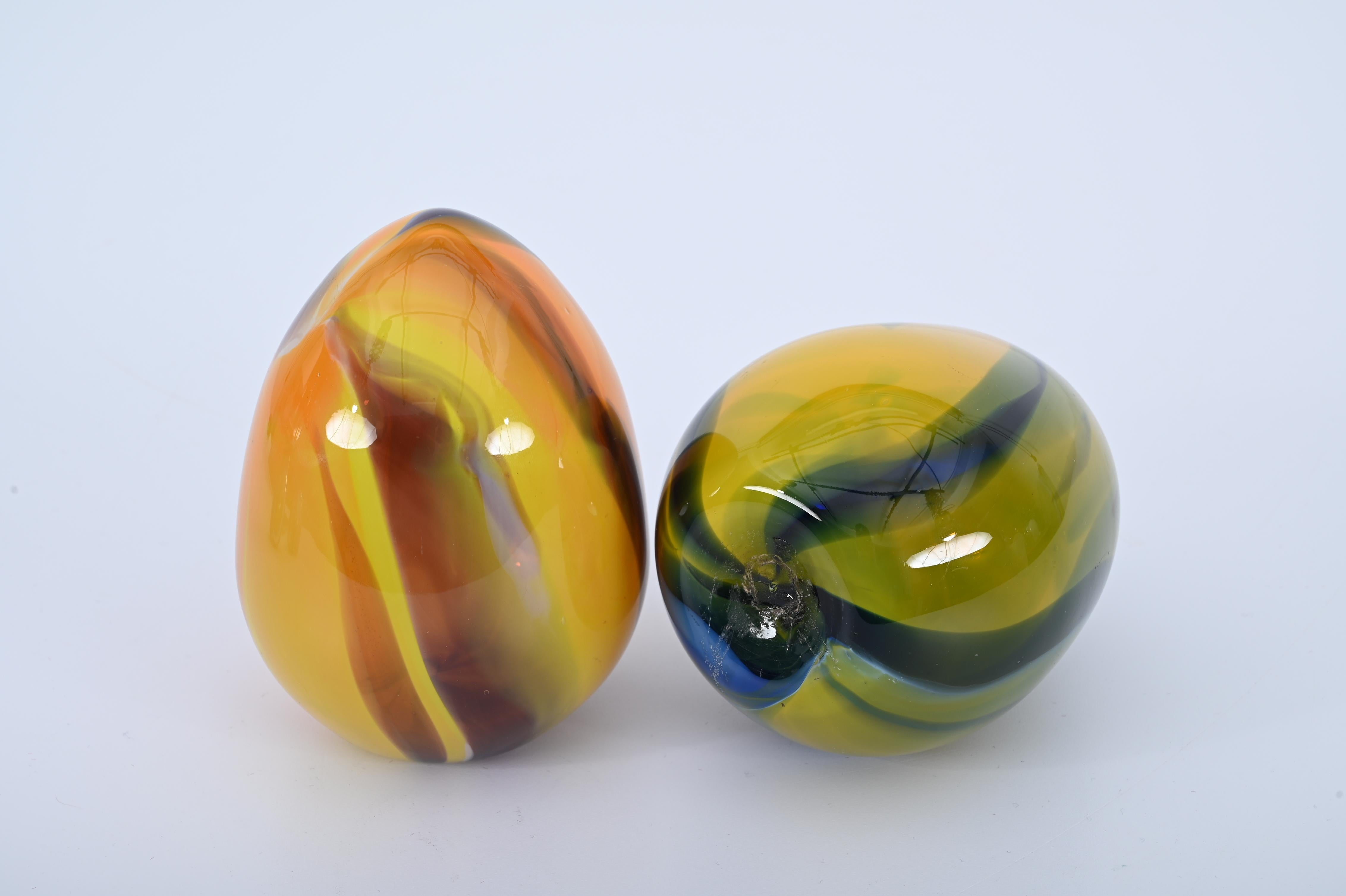 Set of Murano Hand-Blown Colored Glass Eggs, by Archimede Seguso, Italy, 1970s For Sale 8