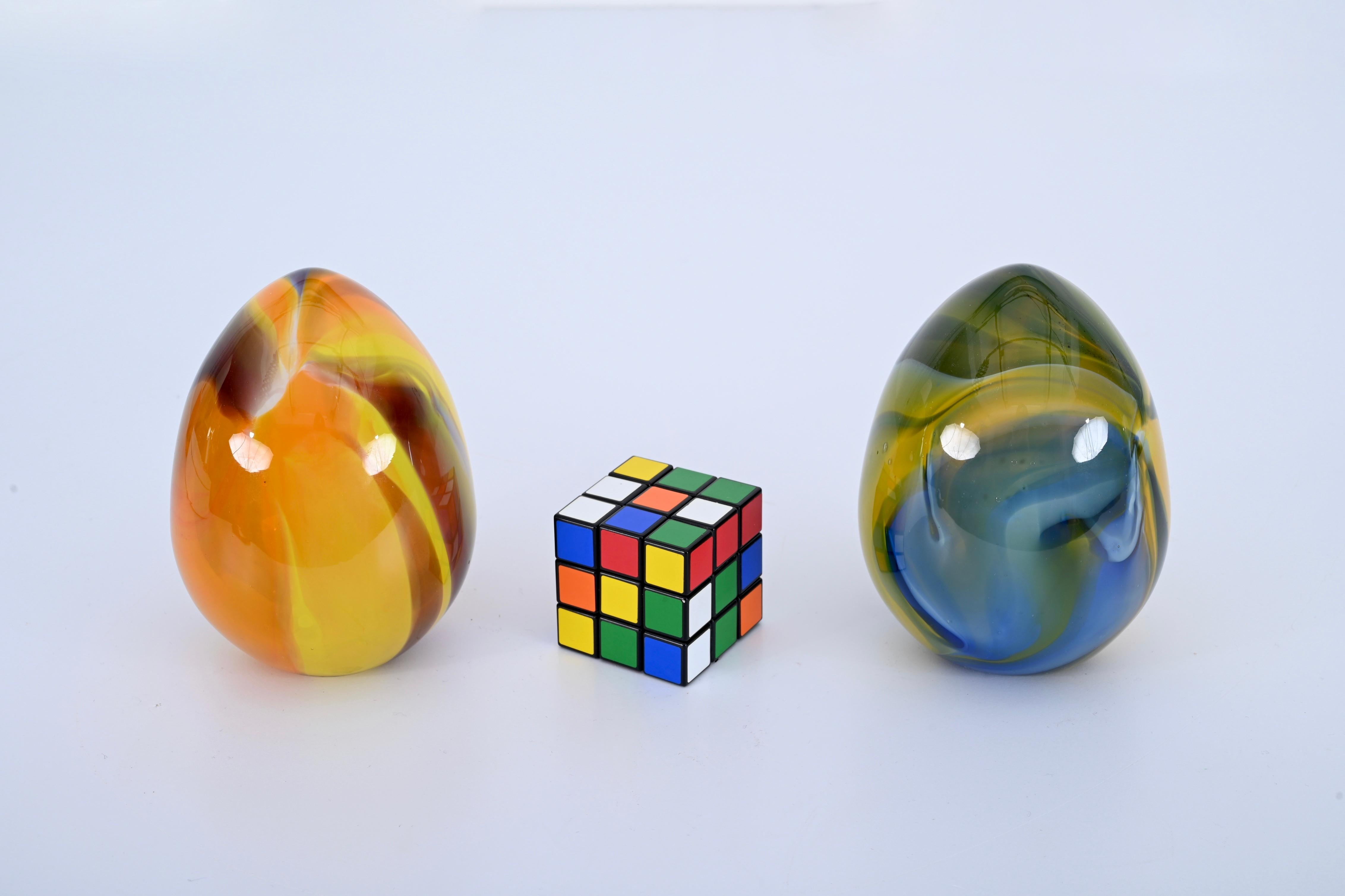 Satz Eier aus mundgeblasenem farbigem Murano-Glas, von Archimede Seguso, Italien, 1970er Jahre (Geblasenes Glas) im Angebot