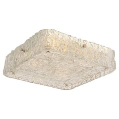 Set of Murano Ice Glass Flushmounts and Wall light, Kaiser, Germany, 1970s