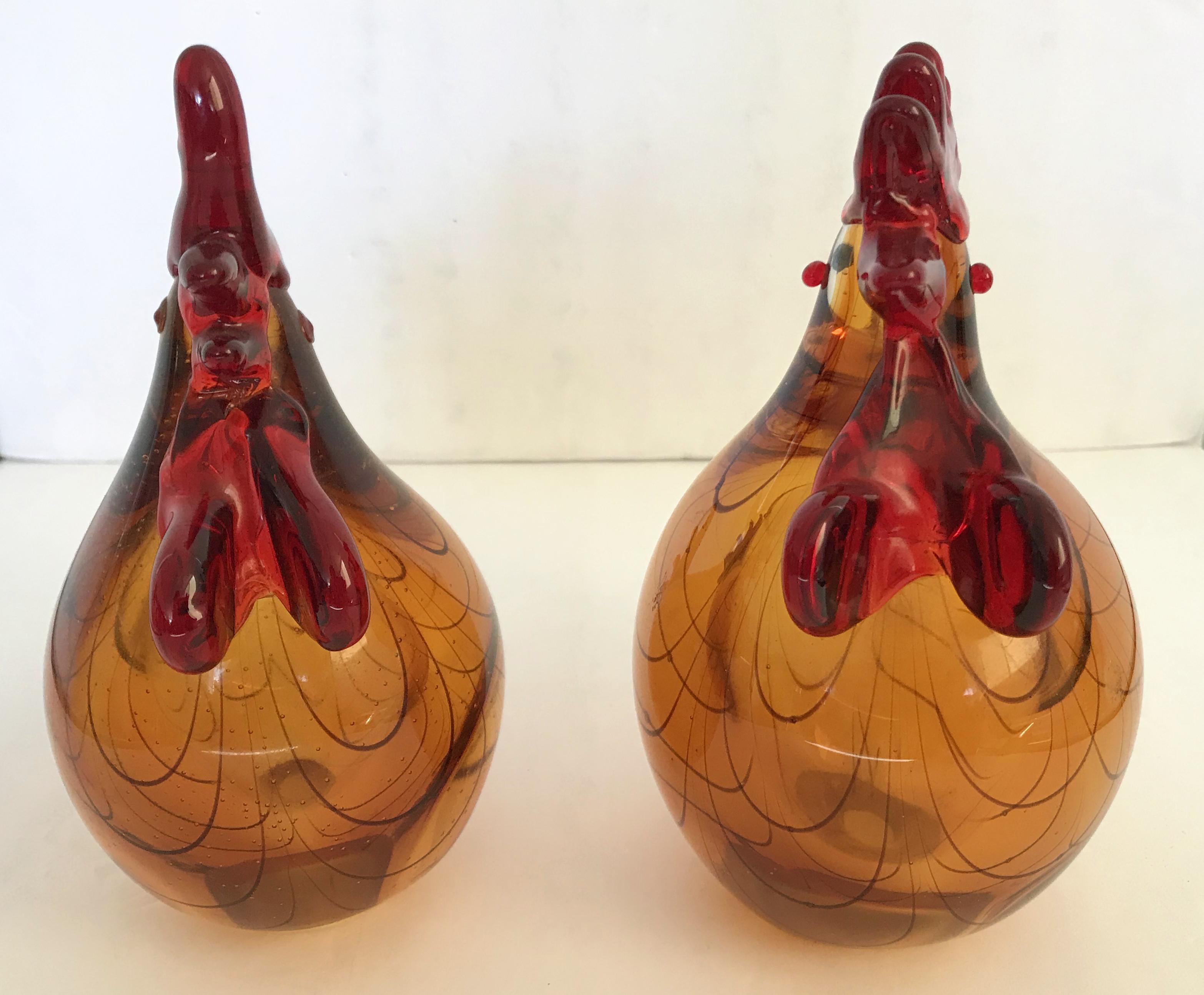 Set of Murano Rooster and Hen Sculptures 3