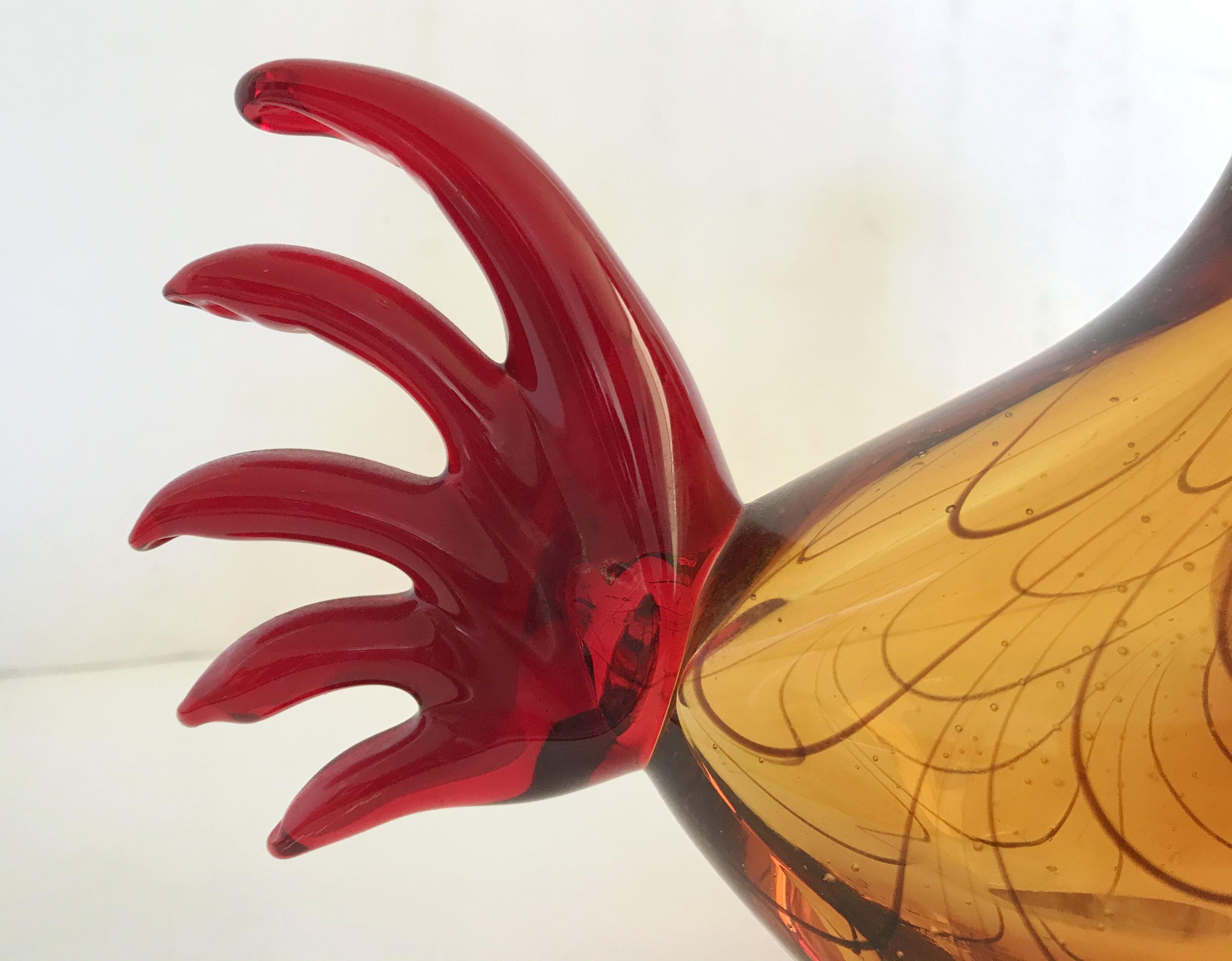 Mid-Century Modern Set of Murano Rooster and Hen Sculptures