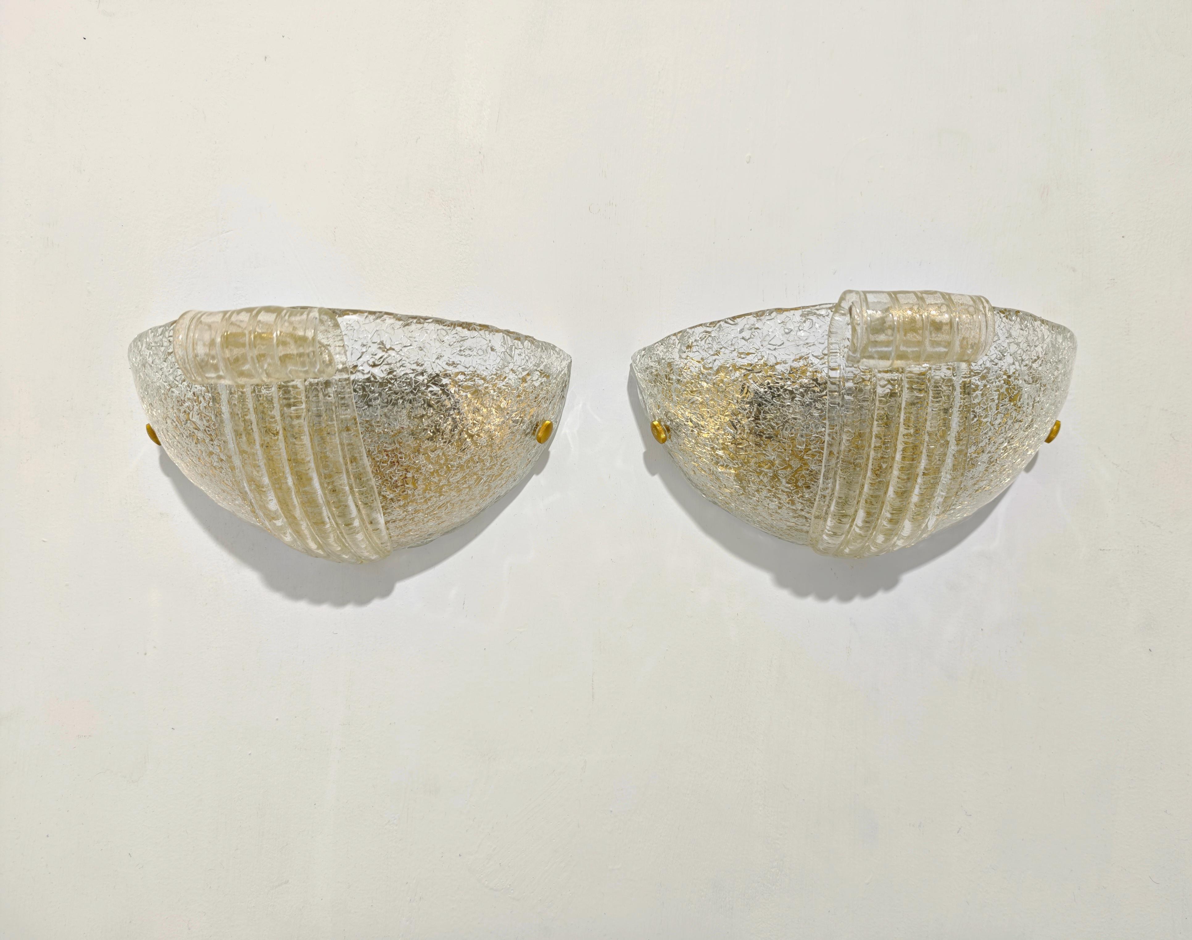 Mid-Century Modern Ensemble de lampes murales de Murano par Barovier & Toso, Italie, années 70, mi-siècle moderne en vente