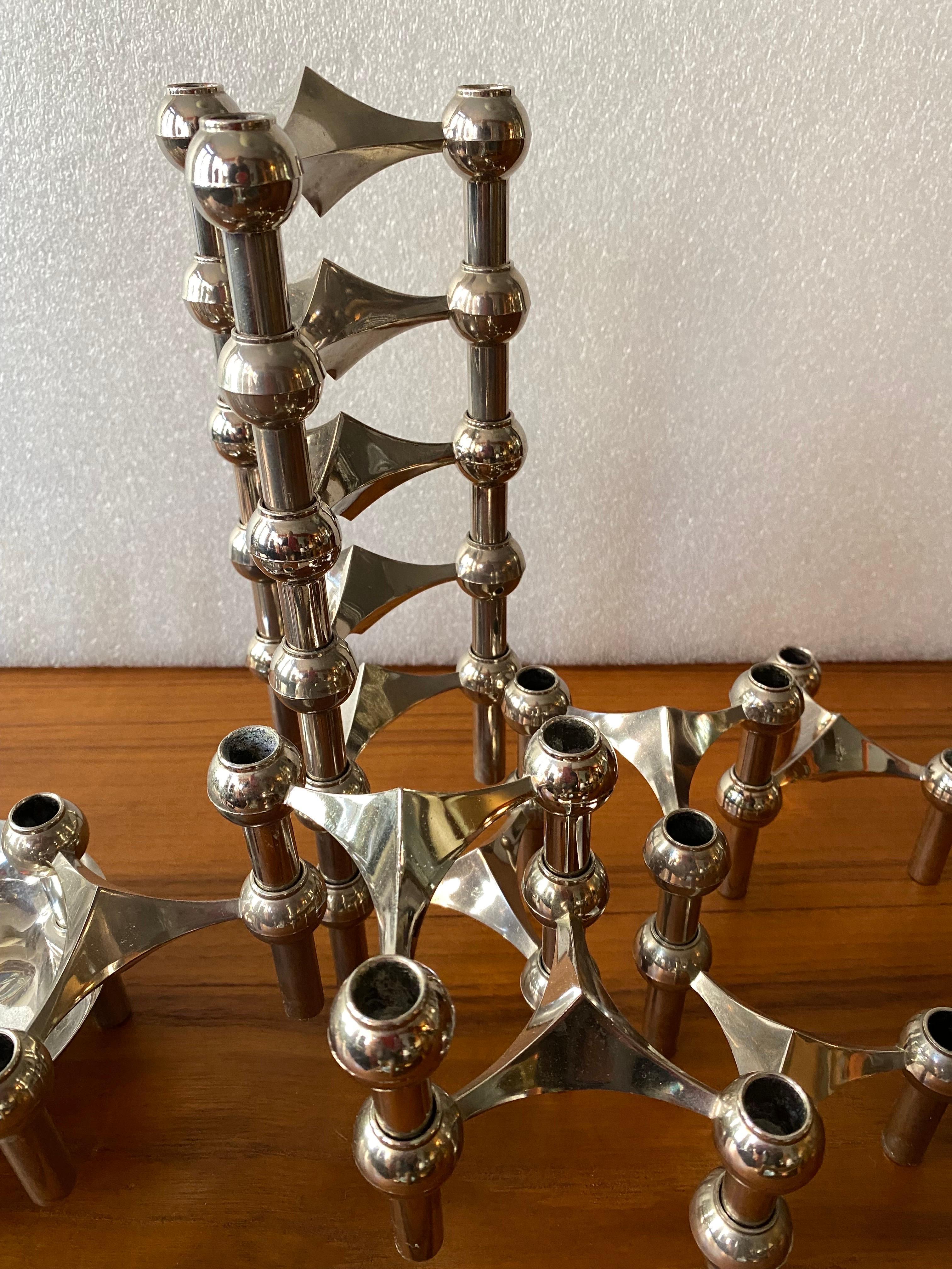 Mid-Century Modern Set of Nagel & Stoffi Modular Candleholders with Dish/ 21 Pieces!