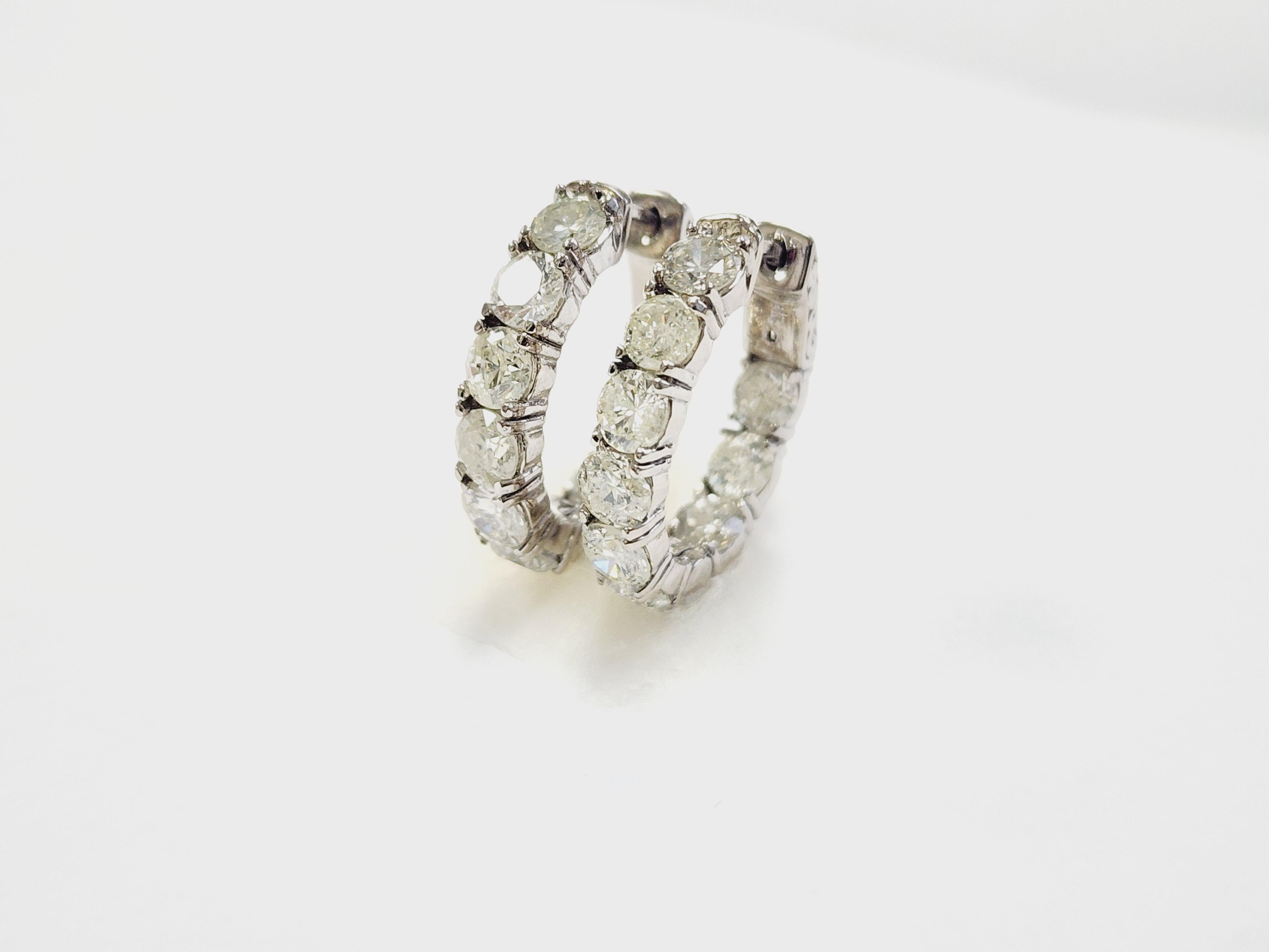 Set aus natürlicher Diamant-Tennis-Halskette und Creolen aus 14 Karat Weißgold 4