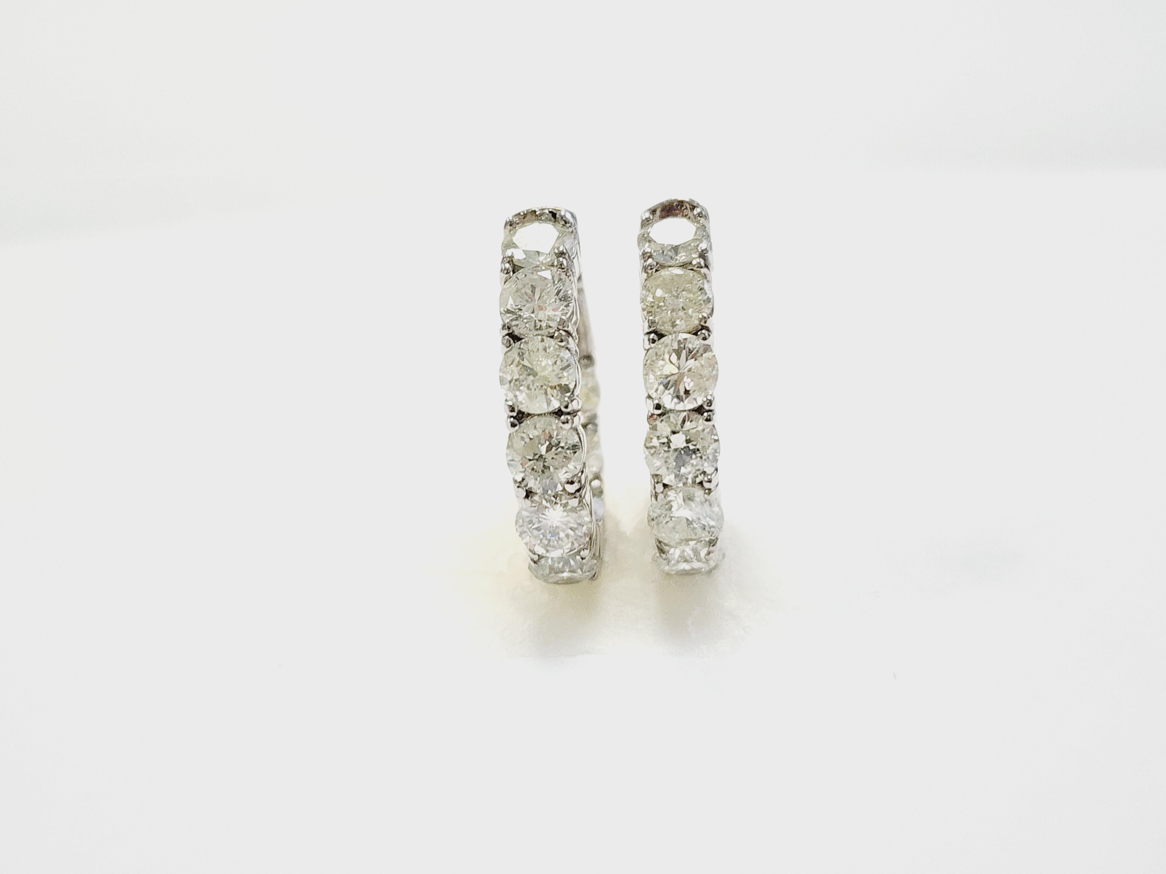 Set aus natürlicher Diamant-Tennis-Halskette und Creolen aus 14 Karat Weißgold 1