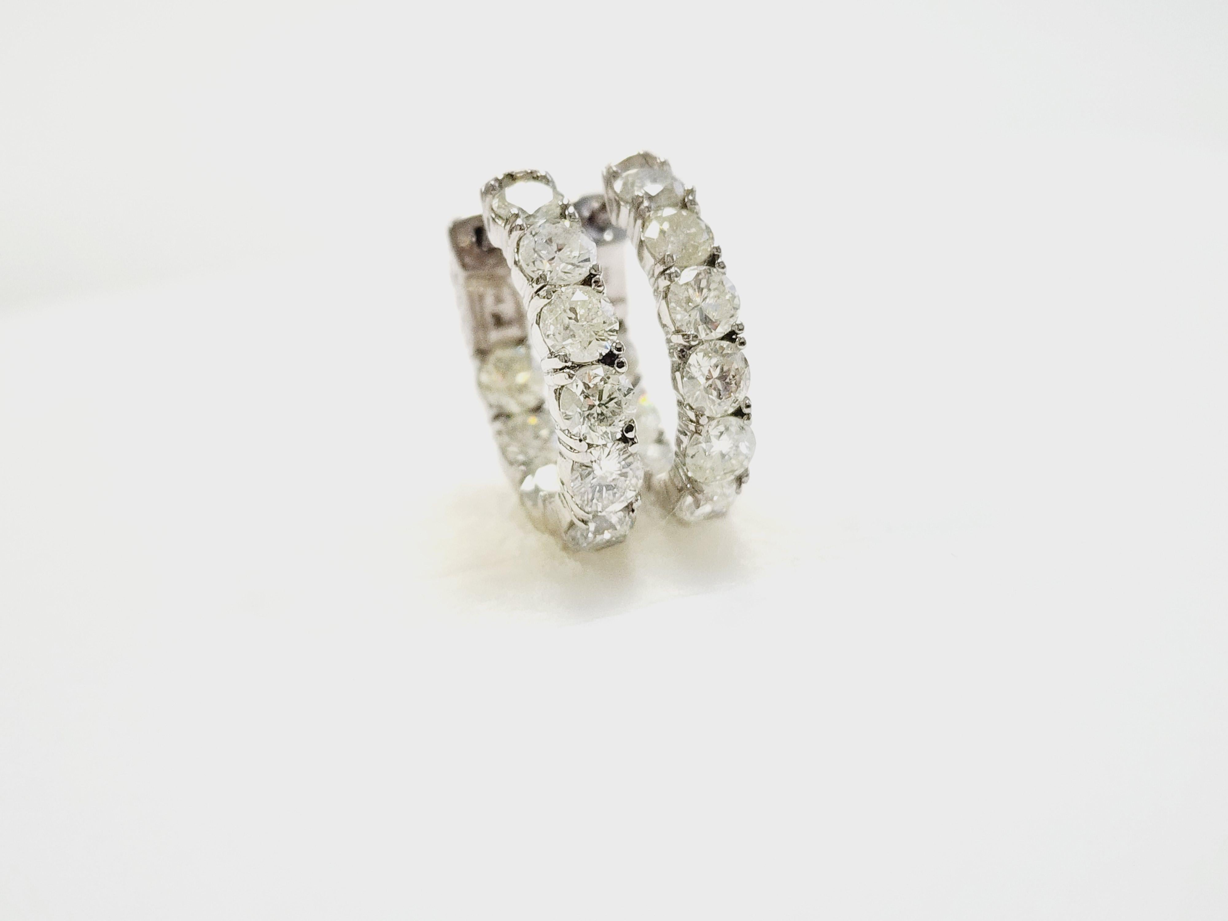 Set aus natürlicher Diamant-Tennis-Halskette und Creolen aus 14 Karat Weißgold 2