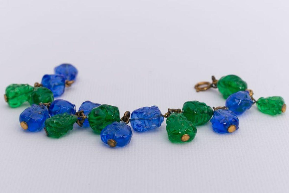 Set of Necklace and Bracelet in Baroque Glass Beads For Sale 2